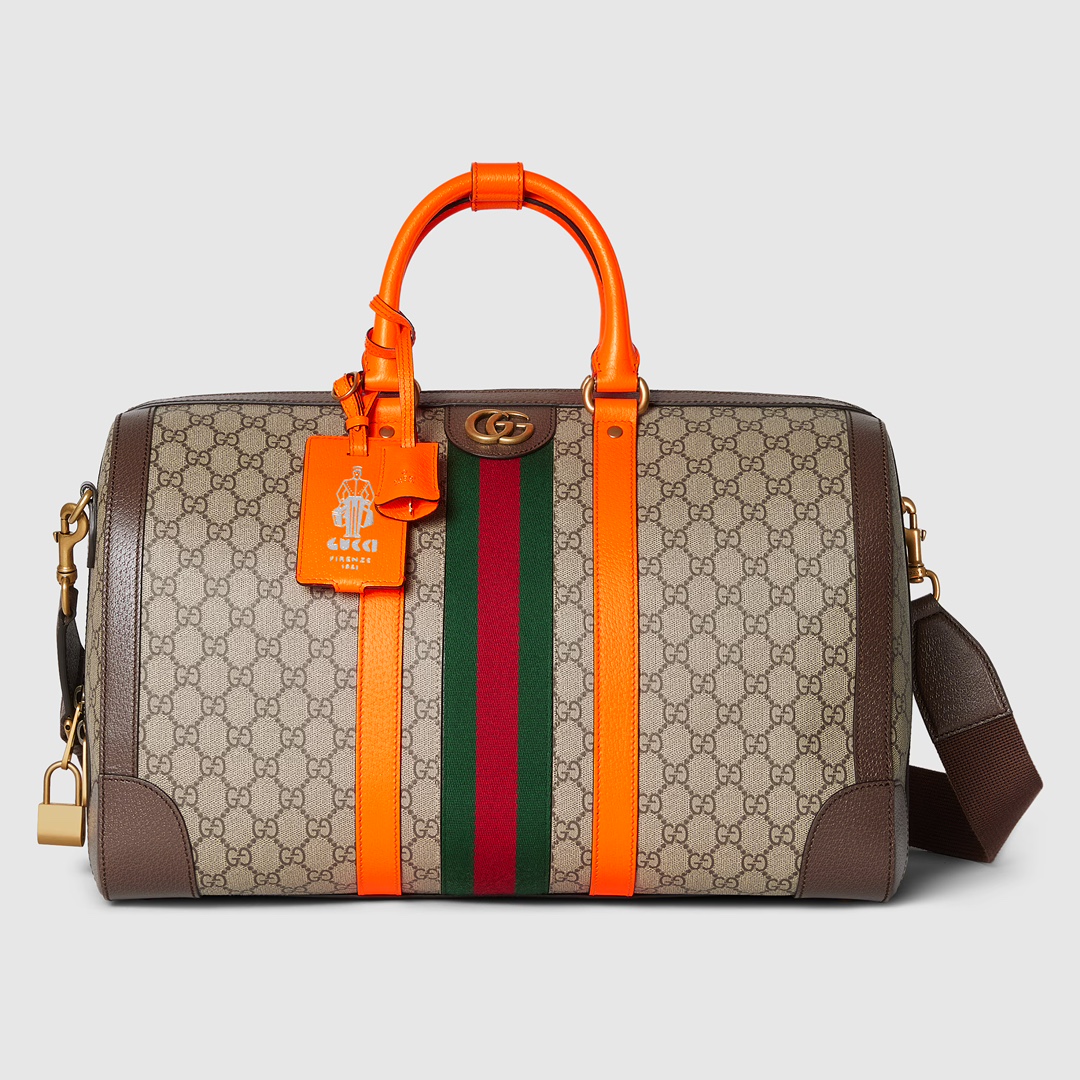 Gucci Bolsos de viaje Beige Marrón Oro Verde Naranja Rojo Lona Algodón Colección de verano GG Supreme