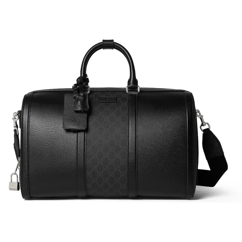 Gucci GG Supreme Bolsos de viaje Negro Plata Lona Algodón Colección de otoño