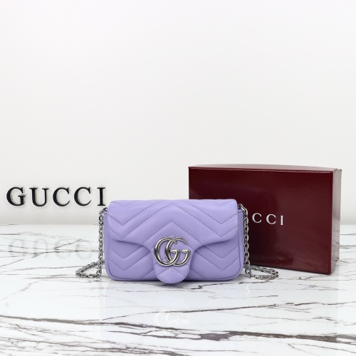 Gucci GG Marmont Super Mini Bag Light Purple Leather, 6.5" W x 3.7" H 1 Gucci GG Marmont Super Mini Bag Light Purple Leather, 6.5" W x 3.7" H