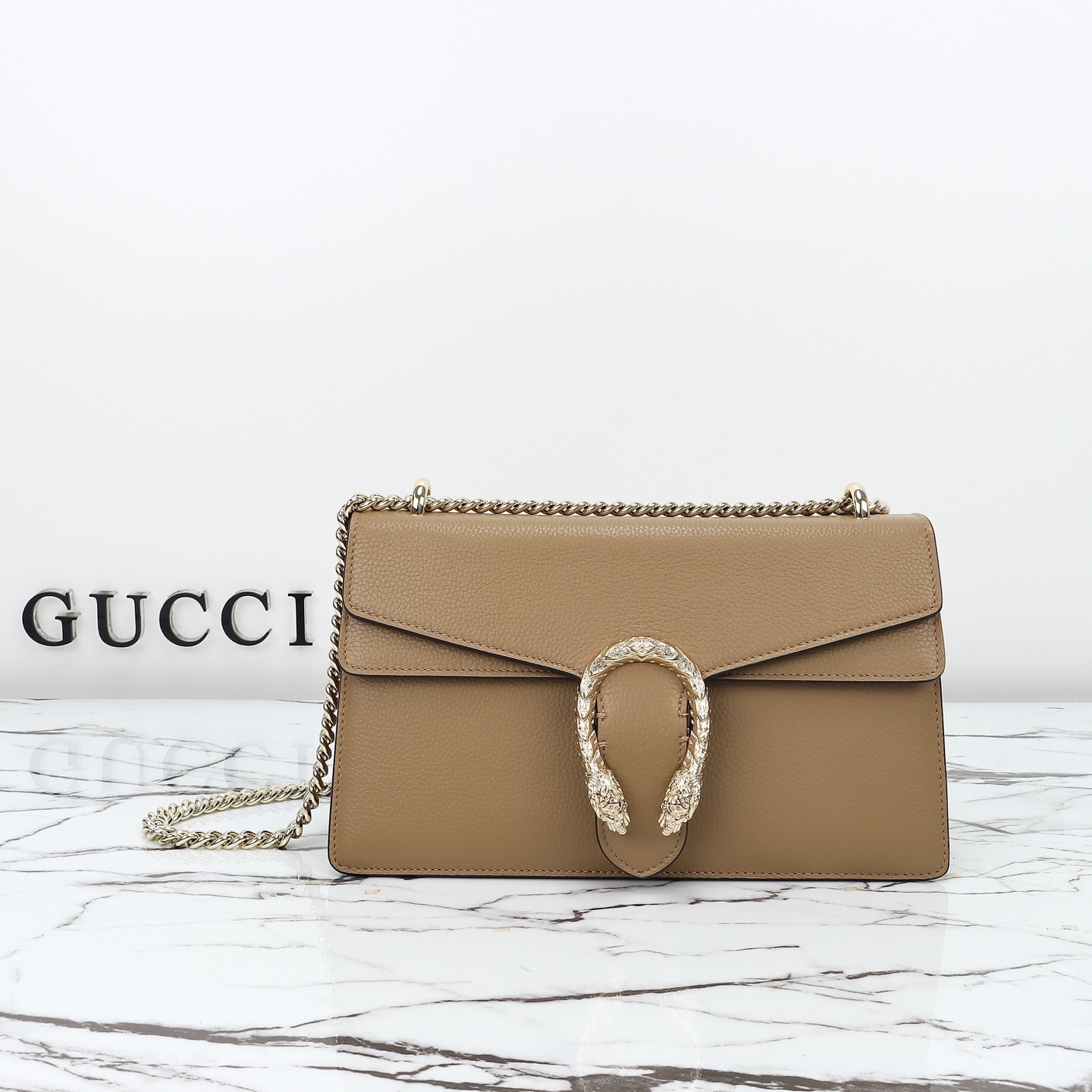 Gucci Dionysus Leather Shoulder Bag, Beige, 28 cm - Iconic Style 2 i1749492523412 808 0 0
