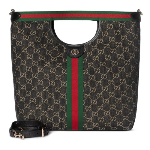 Gucci Brown Fabric Tote Bag with Web Stripe and Removable Shoulder Strap 14 Gucci Brown Fabric Tote Bag with Web Stripe and Removable Shoulder Strap
