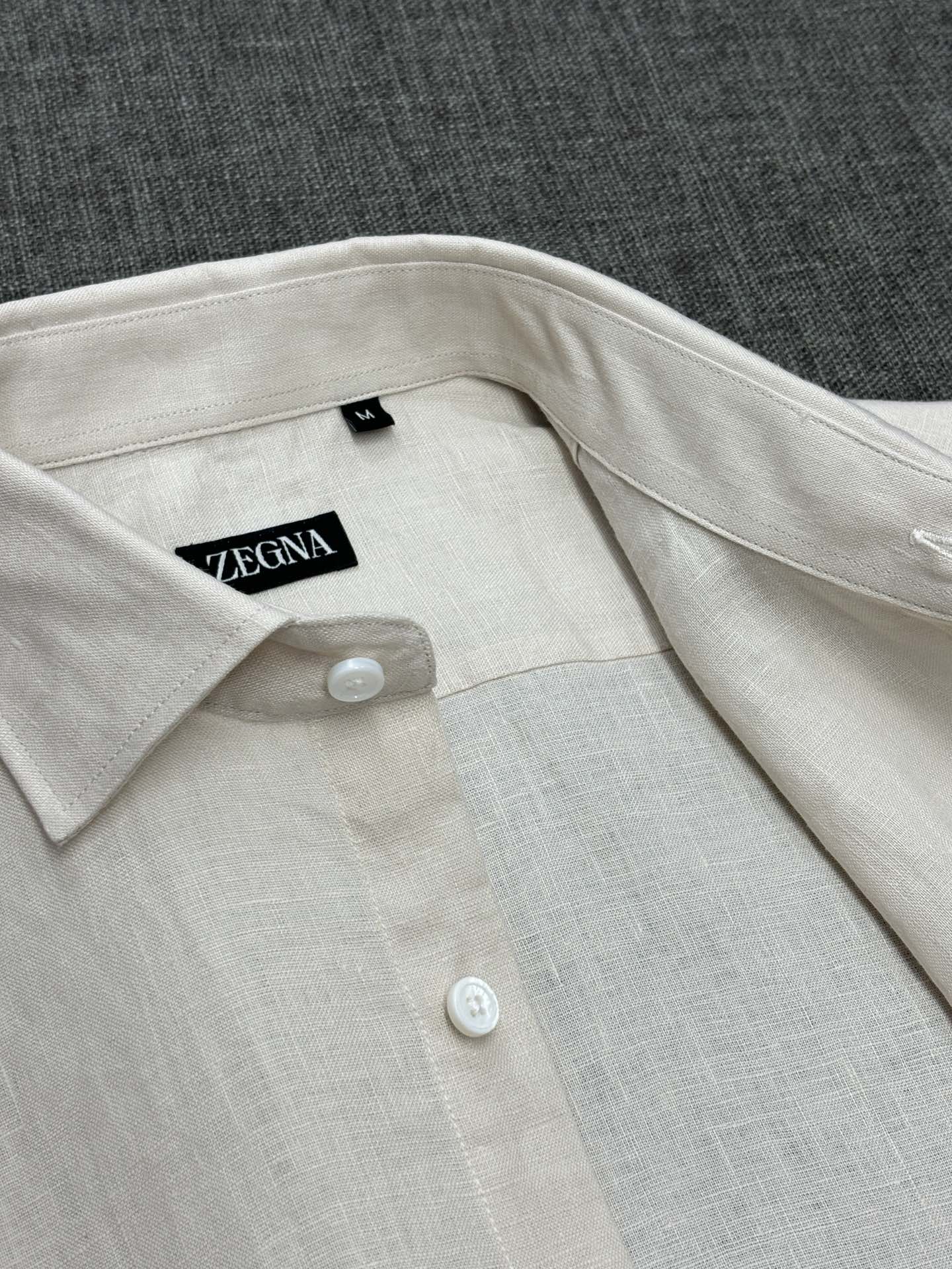 2026杰尼亚官网款最全亚麻9色衬衫老钱高奢绅士亚麻面料。男士长袖衬衫设计上沿袭了一贯滴现代极简主义基调