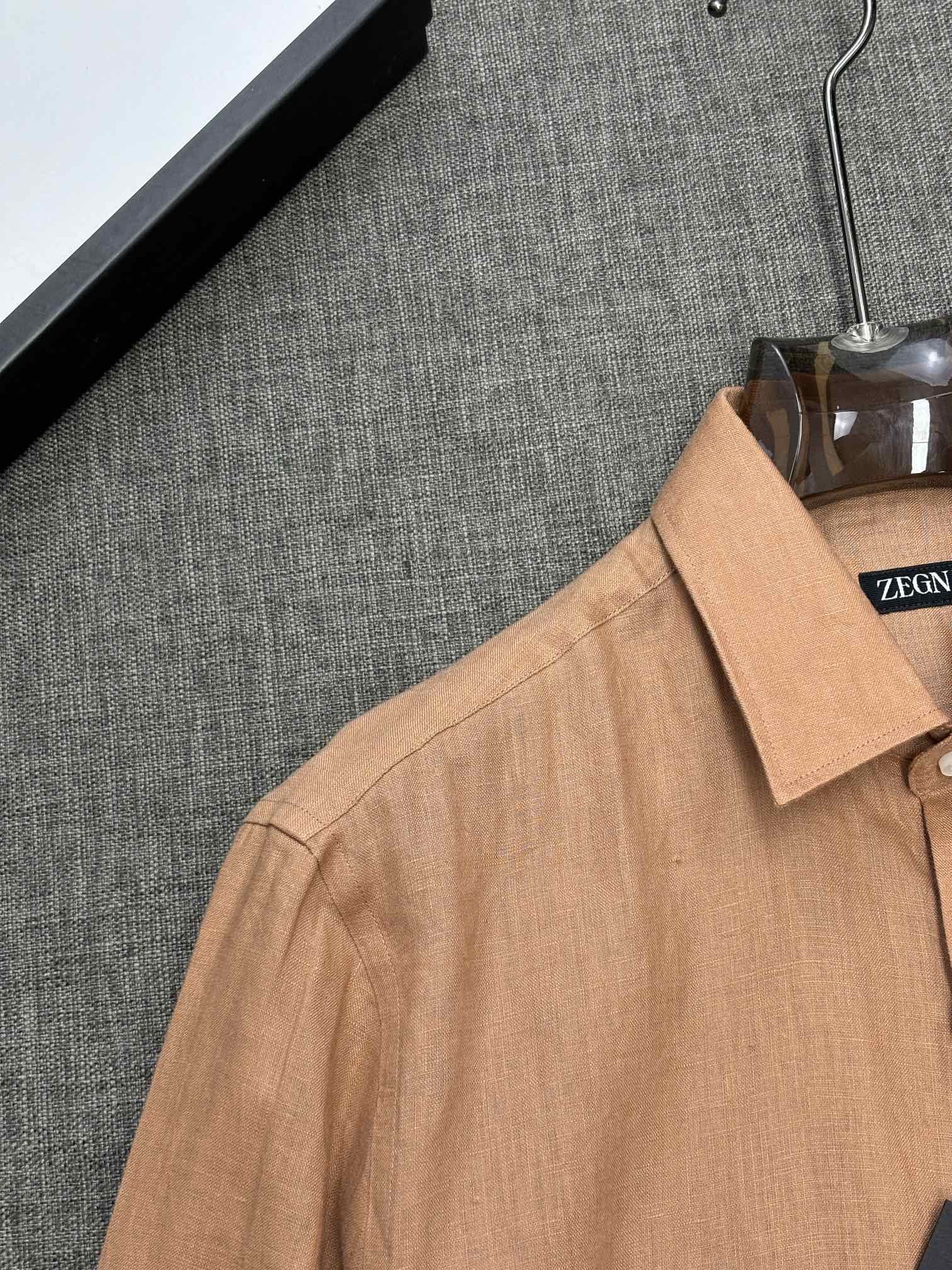 2026杰尼亚官网款最全亚麻9色衬衫老钱高奢绅士亚麻面料。男士长袖衬衫设计上沿袭了一贯滴现代极简主义基调