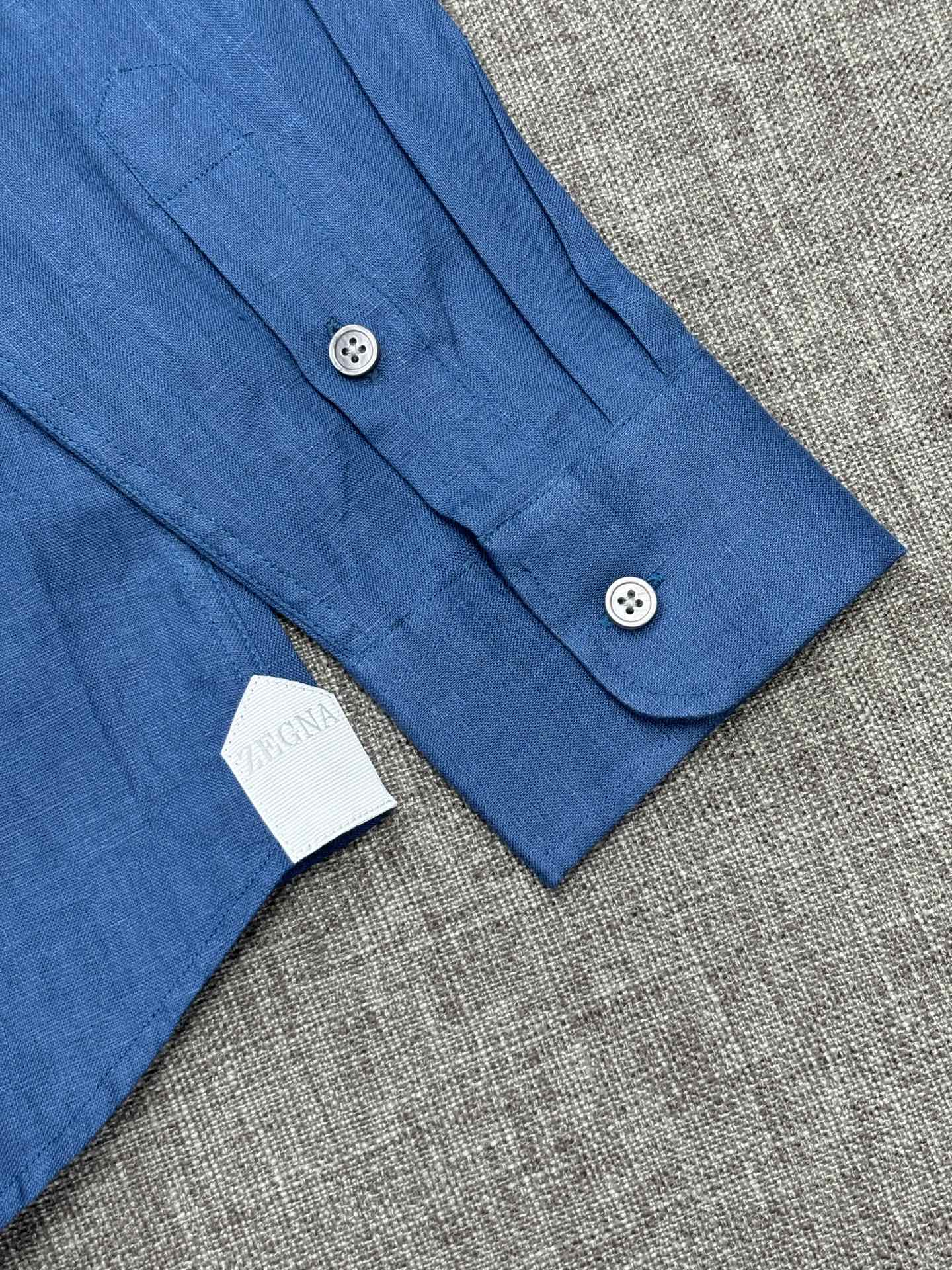 2026杰尼亚官网款最全亚麻9色衬衫老钱高奢绅士亚麻面料。男士长袖衬衫设计上沿袭了一贯滴现代极简主义基调