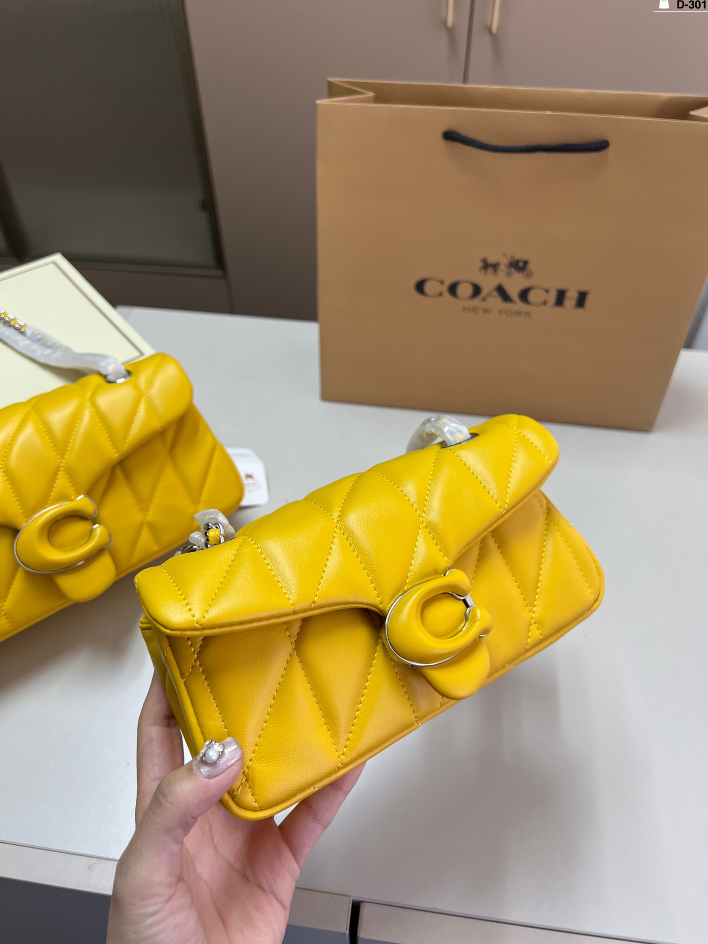 Coach Quilted Tabby Chain Bag - Mustard Yellow, Designer Handbag 8 i1740995840204 276 0 4
