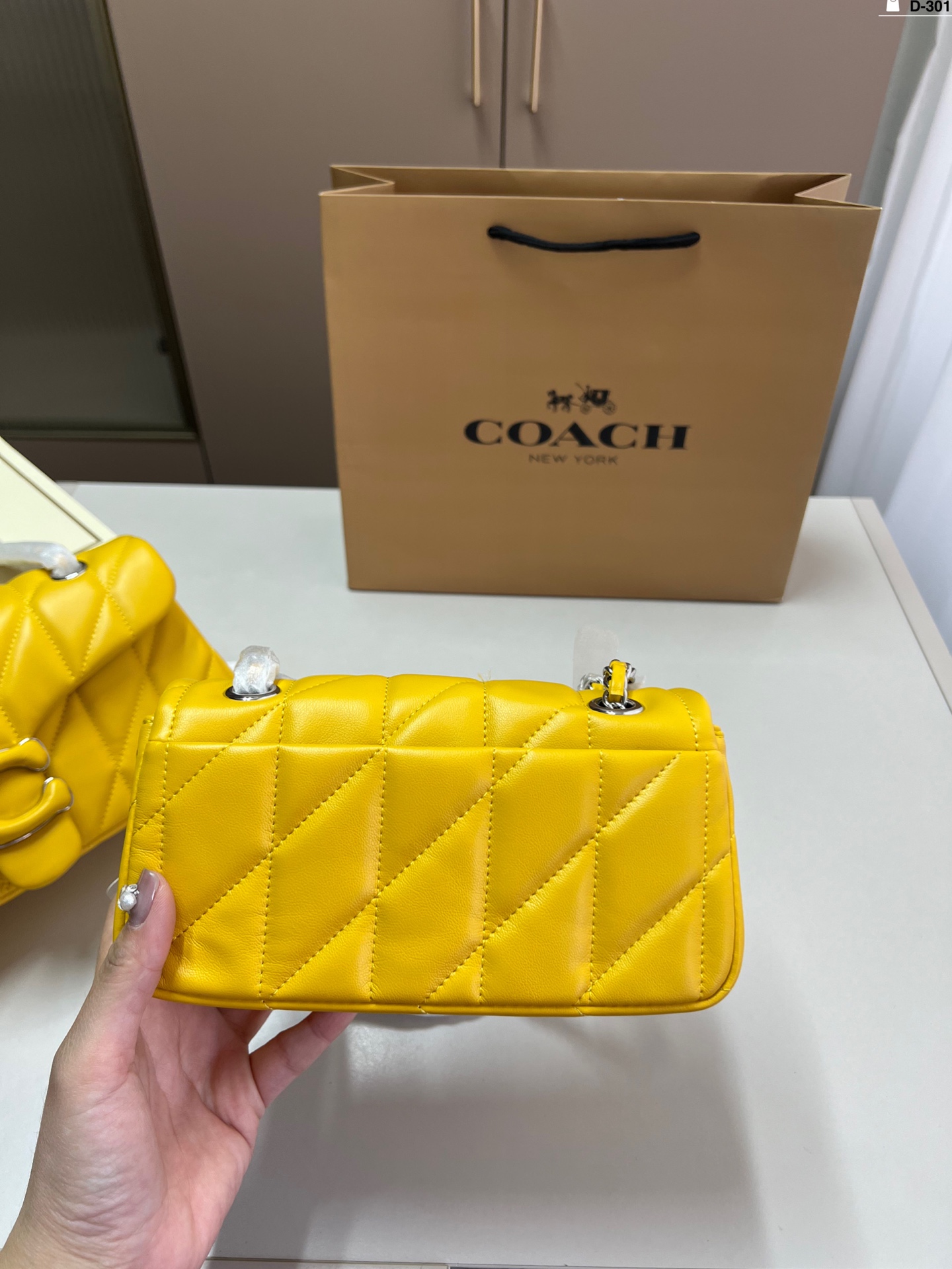 Coach Quilted Tabby Chain Bag - Mustard Yellow, Designer Handbag 4 i1740996912350 3824 0 2
