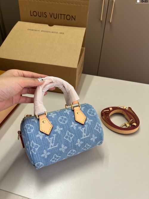 Louis Vuitton Speedy Denim Nano Bag, Blue, 16 cm - Stylish and Functional 1 Louis Vuitton Speedy Denim Nano Bag, Blue, 16 cm - Stylish and Functional