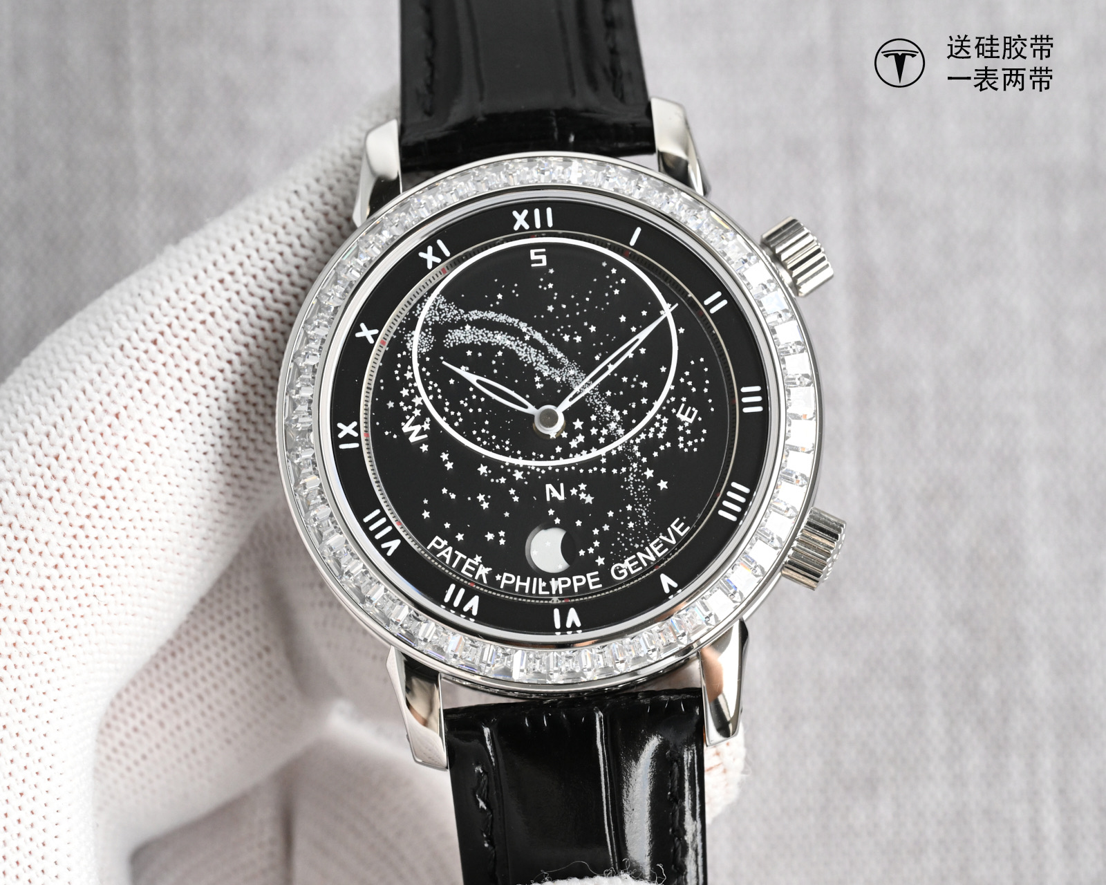 NO:158446,Produced by TW, White Shell, Rose Gold, Diamond, TW Factory PP. Patek Philippe Starry Sky Series X Pearl Holder Starry Sky 5102PR [A pair of tape is given when you place an order, one watch is worn, and it is handsome no matter how you wear it!  】The highest version of the market, the functions and movement are the same as the genuine one, using the Cal.240 Pearl Tube ultra-thin movement, Patek Philippe Starry Sky upgraded the ultimate V6 version!  This time, a relatively large upgrade is made. Please be sure to mark the 