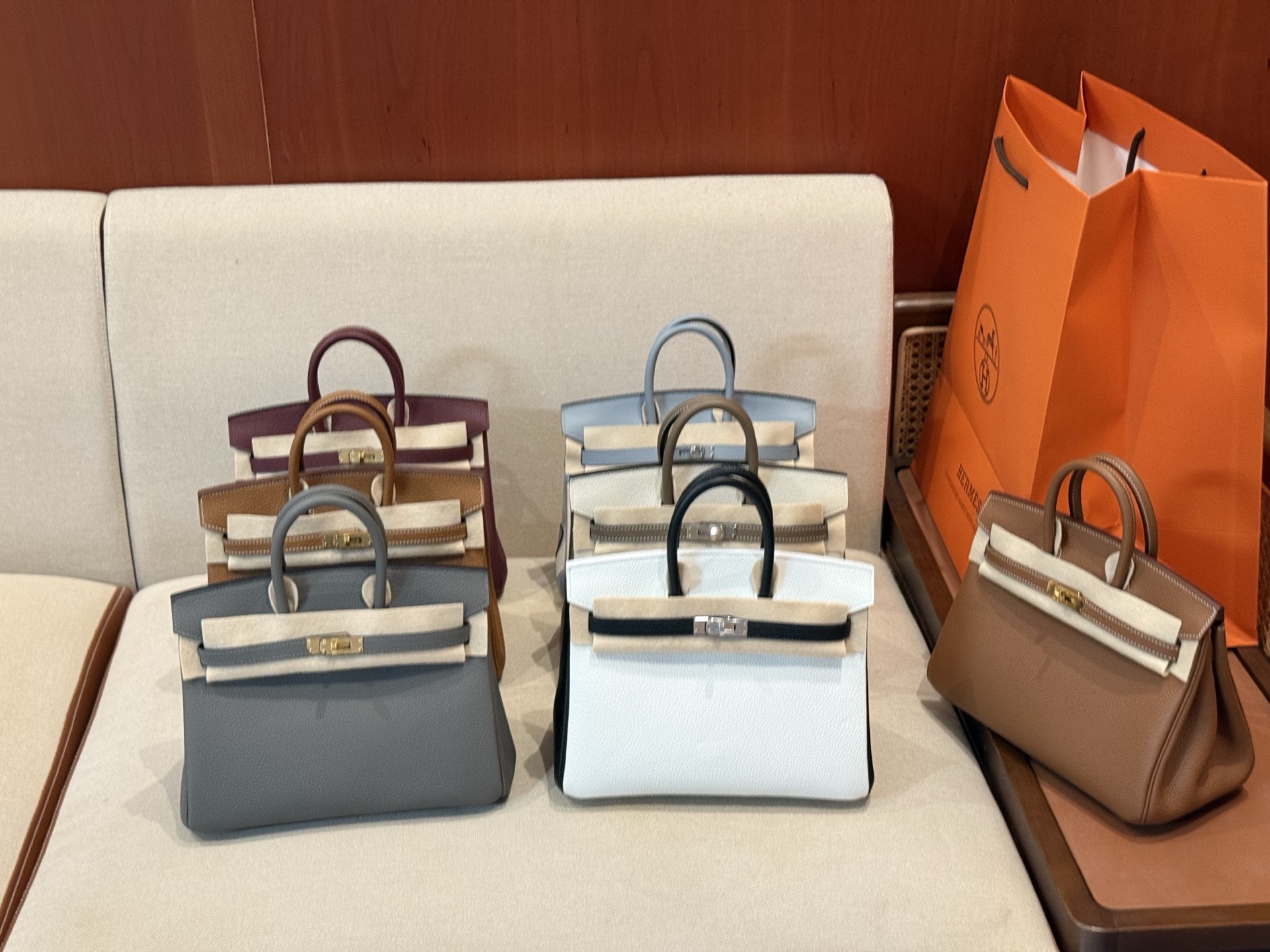 Hermes Birkin White and black handbag everyday