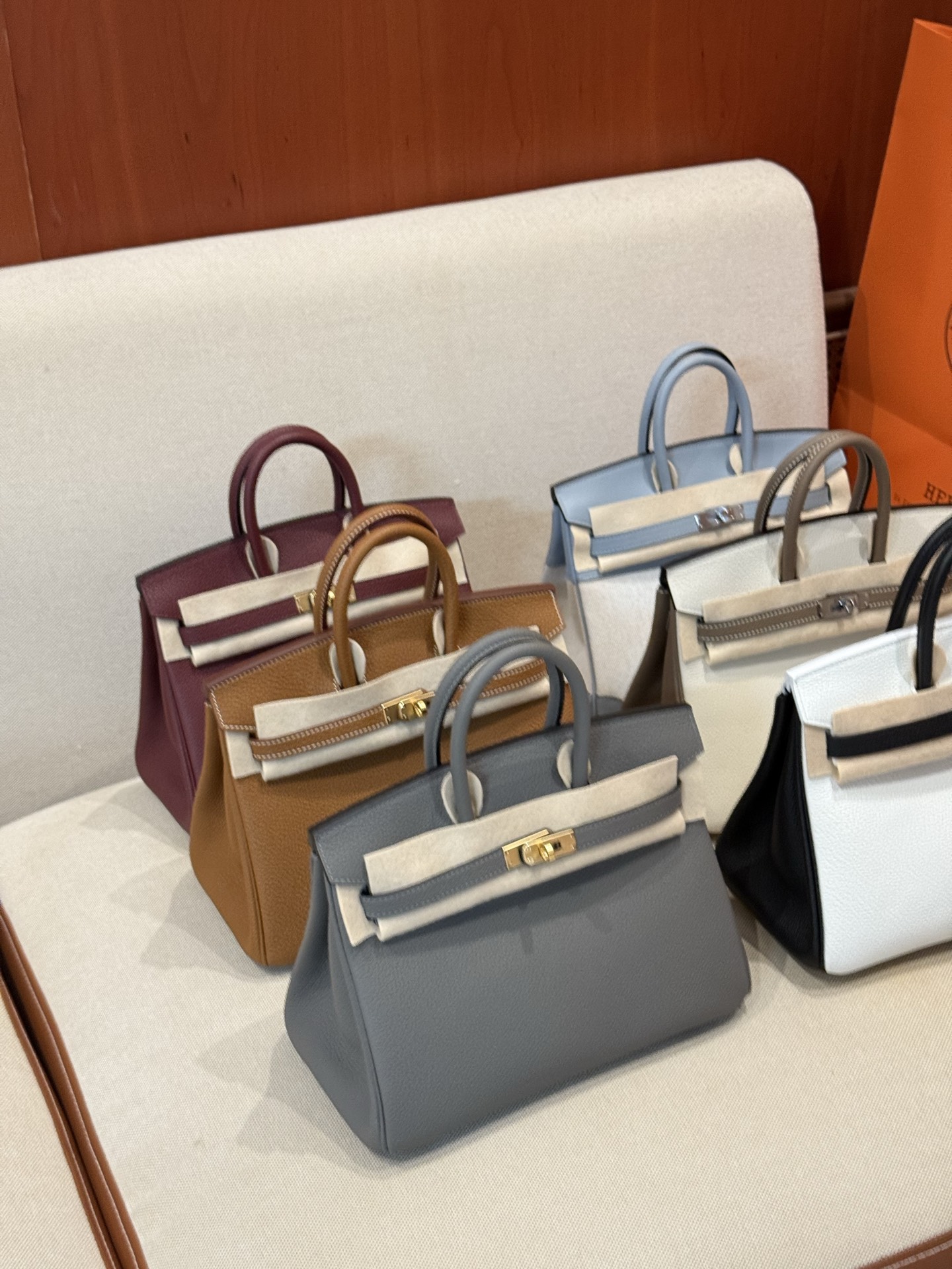 Hermes Birkin White and black handbag everyday