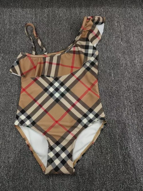 Burberry Kids One-Shoulder Plaid Ruffle Swimsuit, Summer Beachwear for Girls 1 Burberry Kids One-Shoulder Plaid Ruffle Swimsuit, Summer Beachwear for Girls