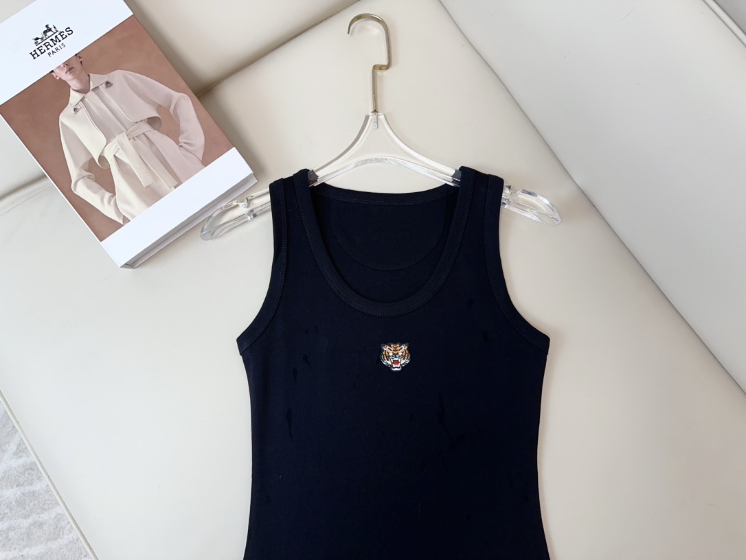 High-Quality Women’s Outfit with KEN** Tiger Embroidered Vest: Heavy, Stretching, Top Quality - 图片 4