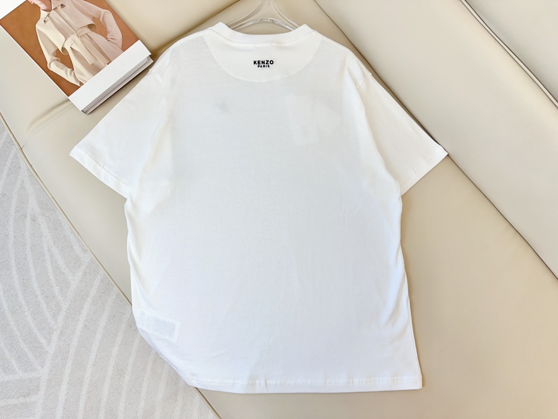 High-End Women’s Clothes: KEN** Seagulls Logo T-shirt, Pure Cotton, Embroidered Dots, Premium Quality. - 图片 2