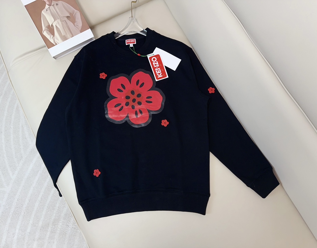 High Quality Women’s Seashell Print Sweater in Pure Cotton with Embroidered Bouquets - 图片 1