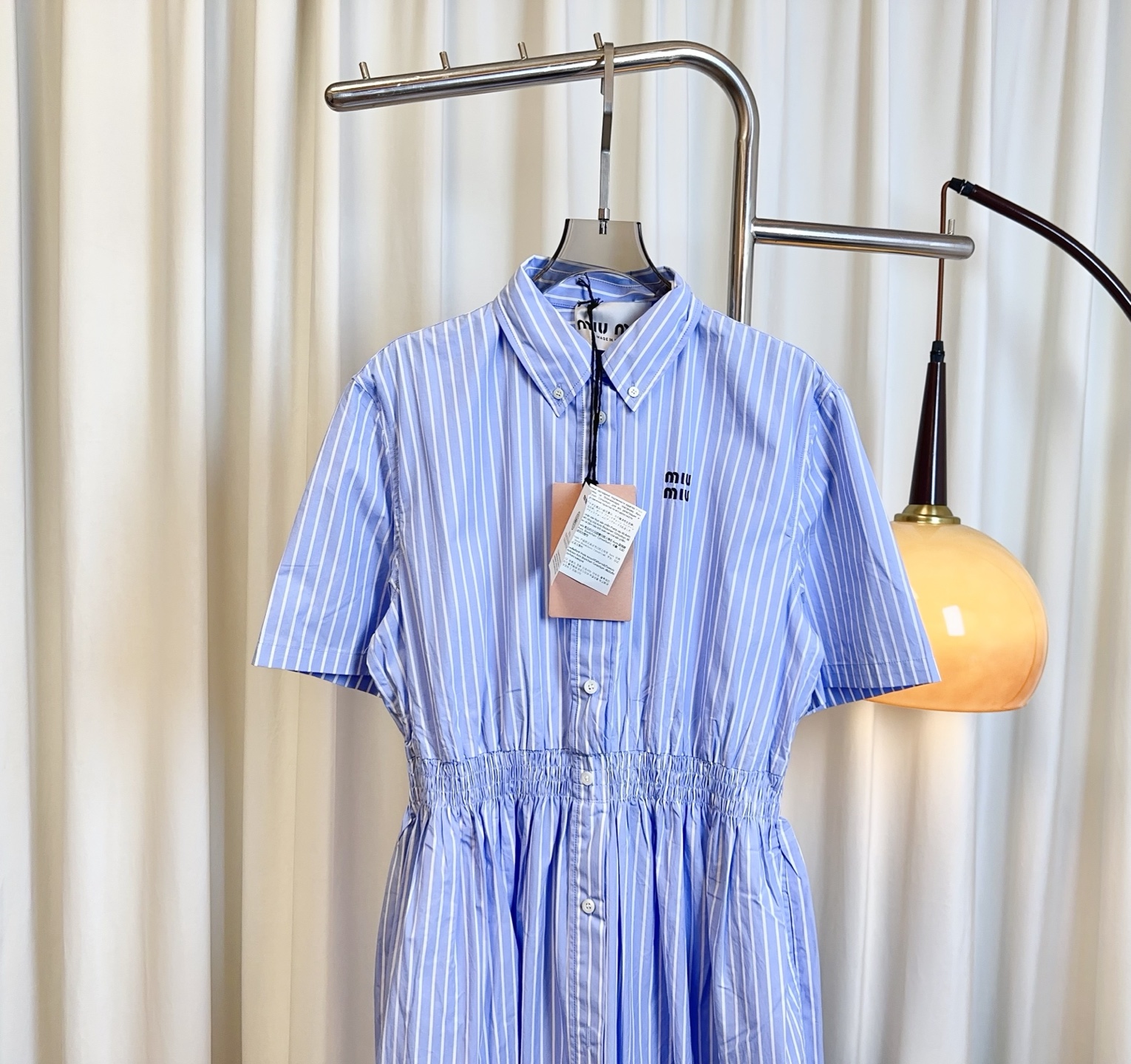 MI* Striped Long Dress with Embroidered Logo and Elastic Waistband 4 i1748616274815 1806 0 2