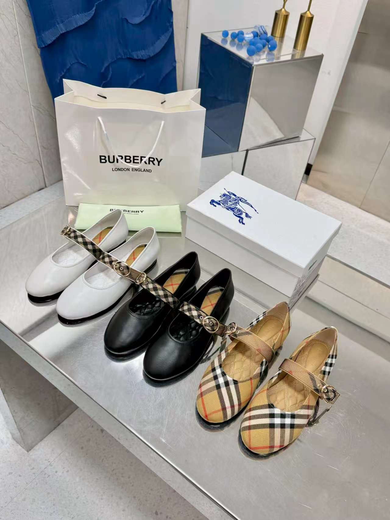 Burberry Vintage Check Strap Mary Jane Flats