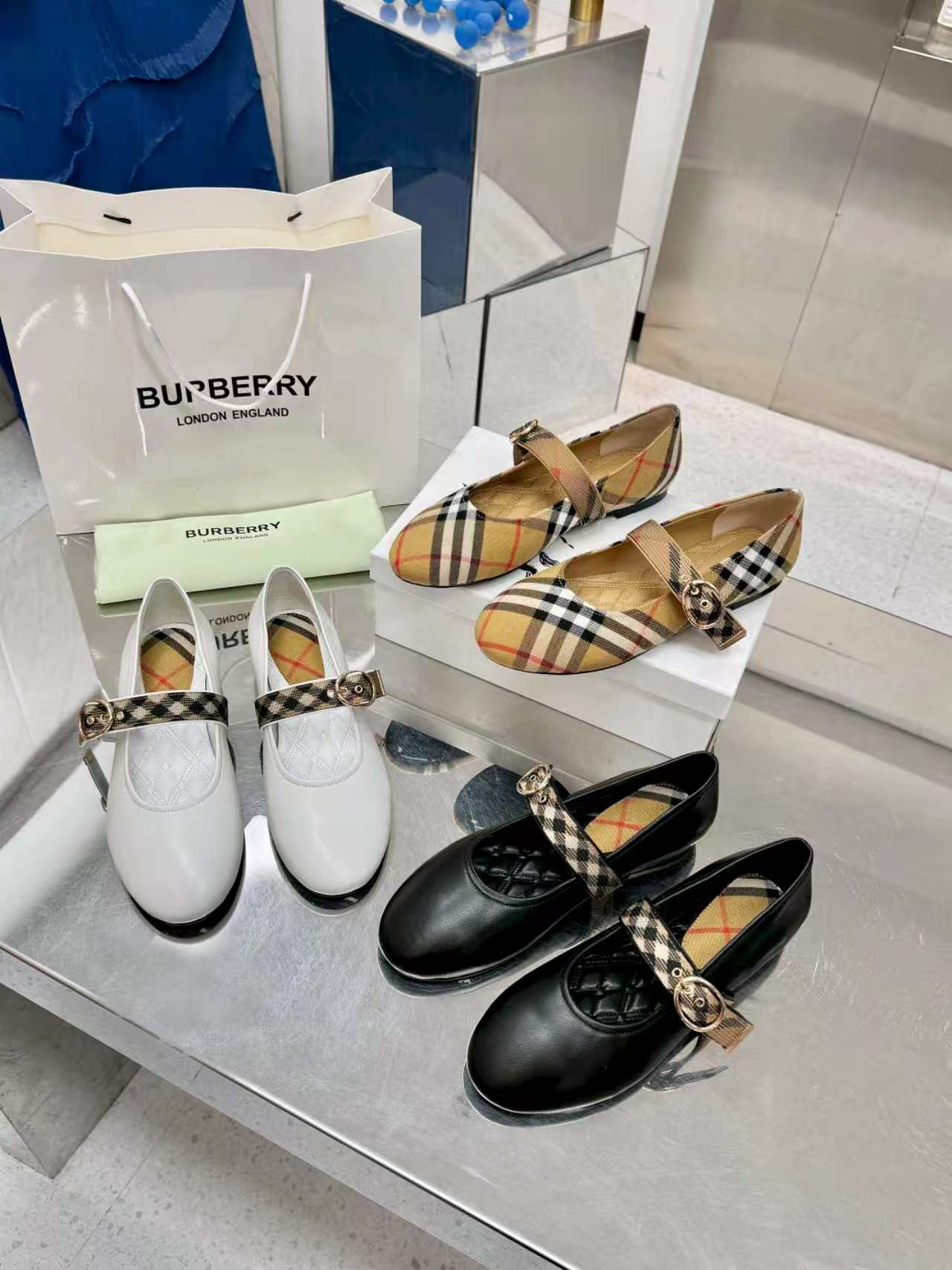 Burberry Vintage Check Strap Mary Jane Flats