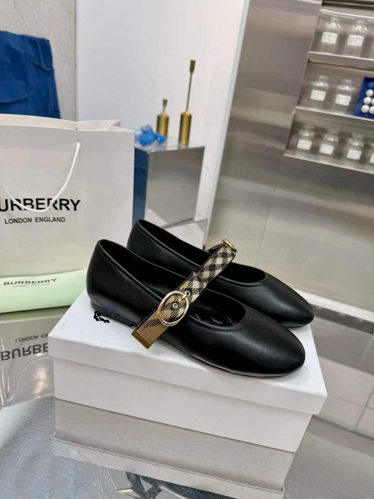 Burberry Vintage Check Strap Mary Jane Flats