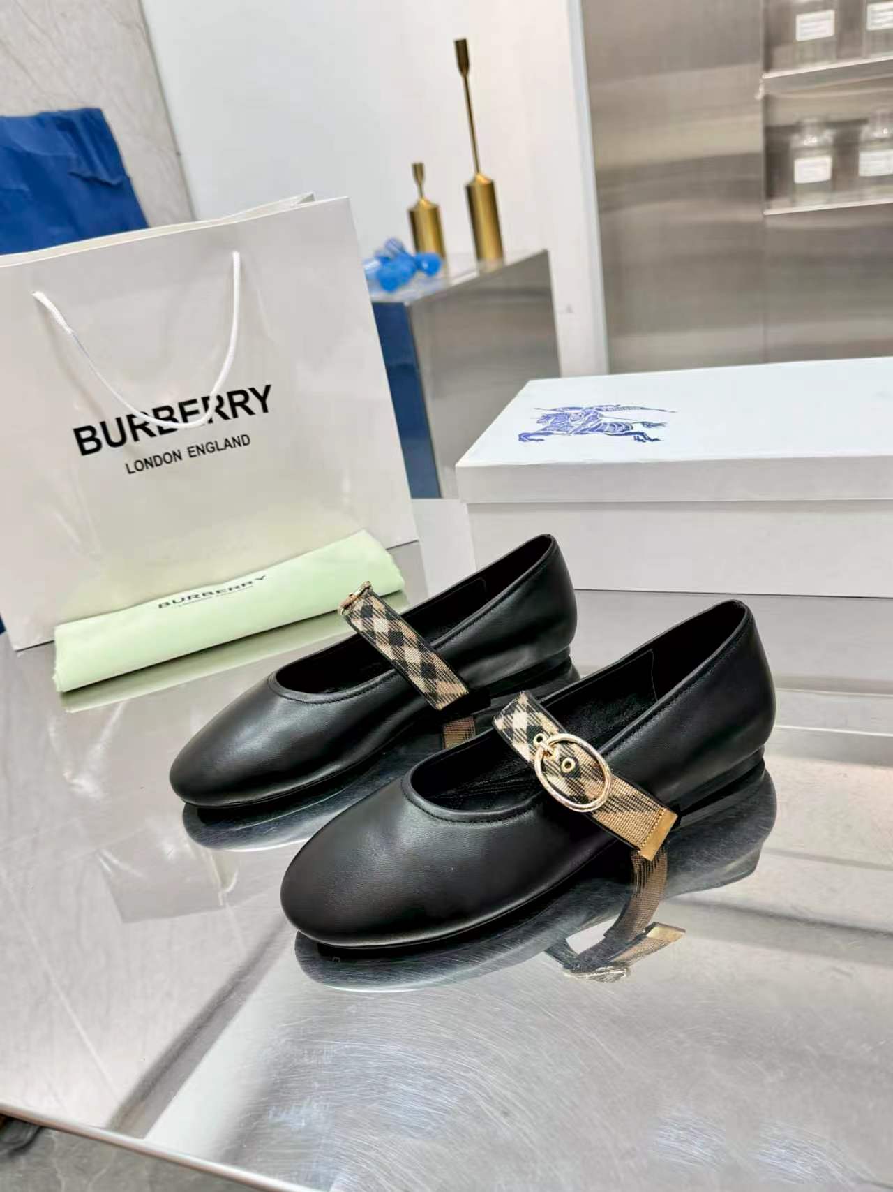 Burberry Vintage Check Strap Mary Jane Flats