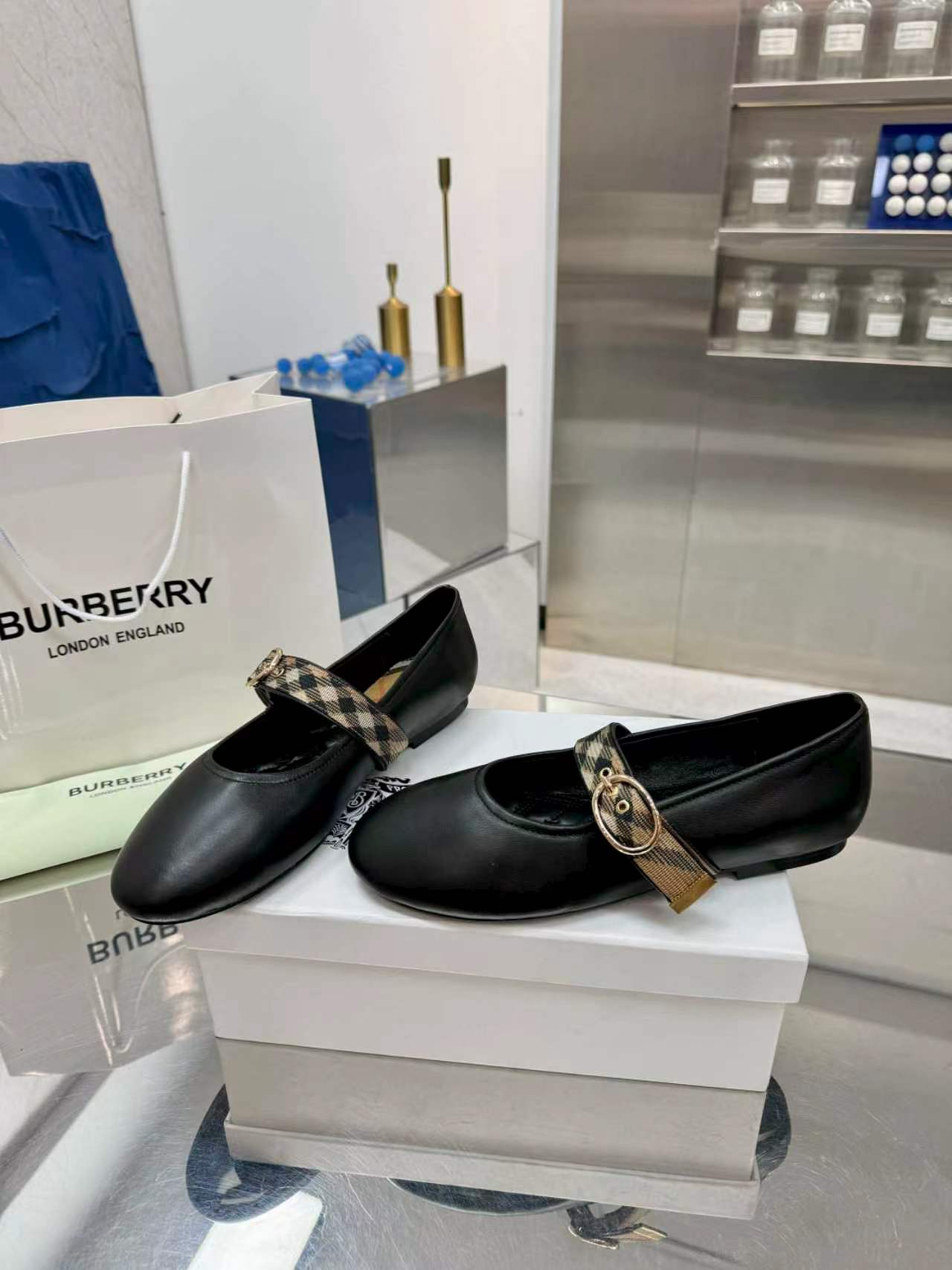 Burberry Vintage Check Strap Mary Jane Flats