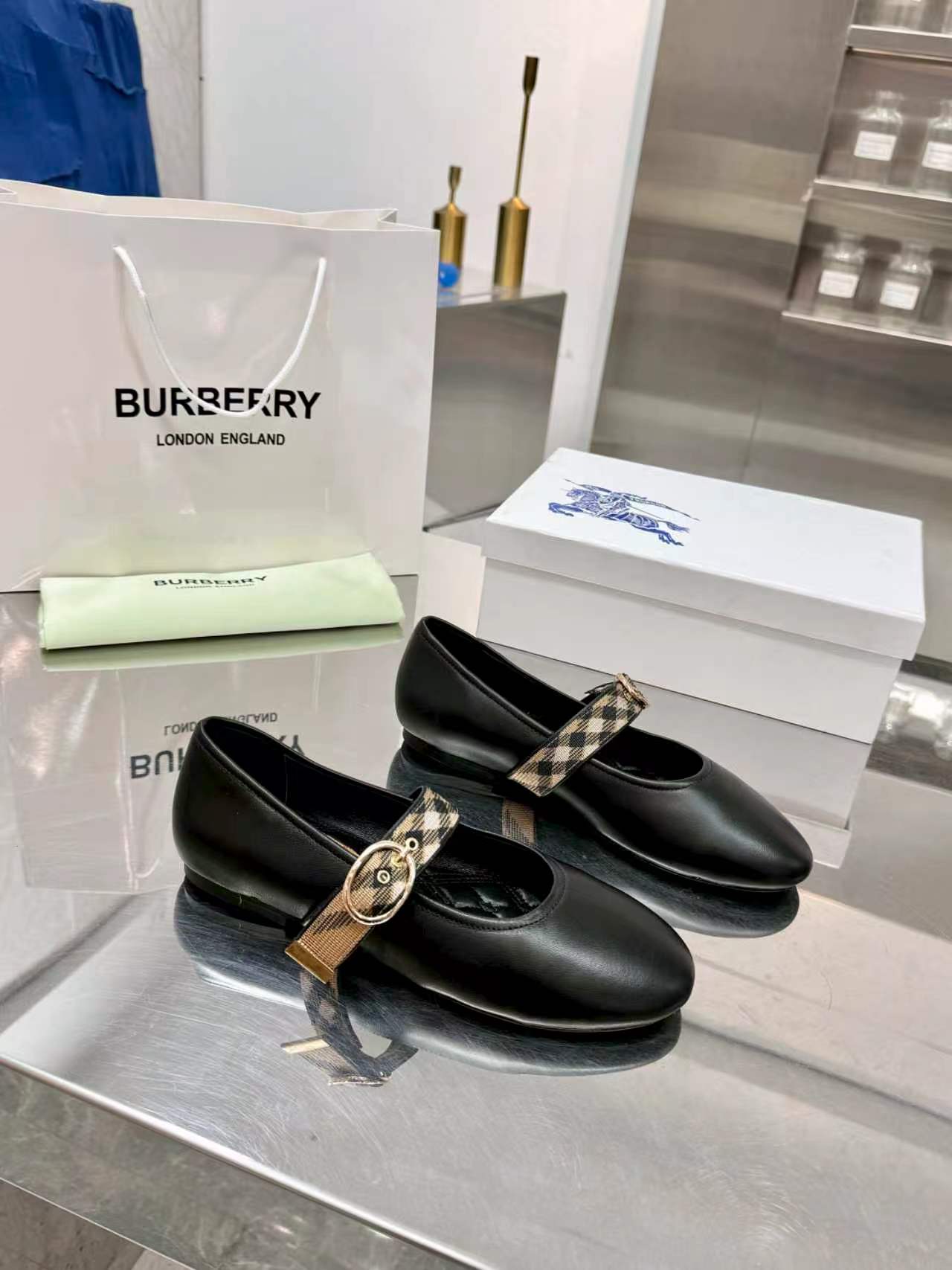 Burberry Vintage Check Strap Mary Jane Flats