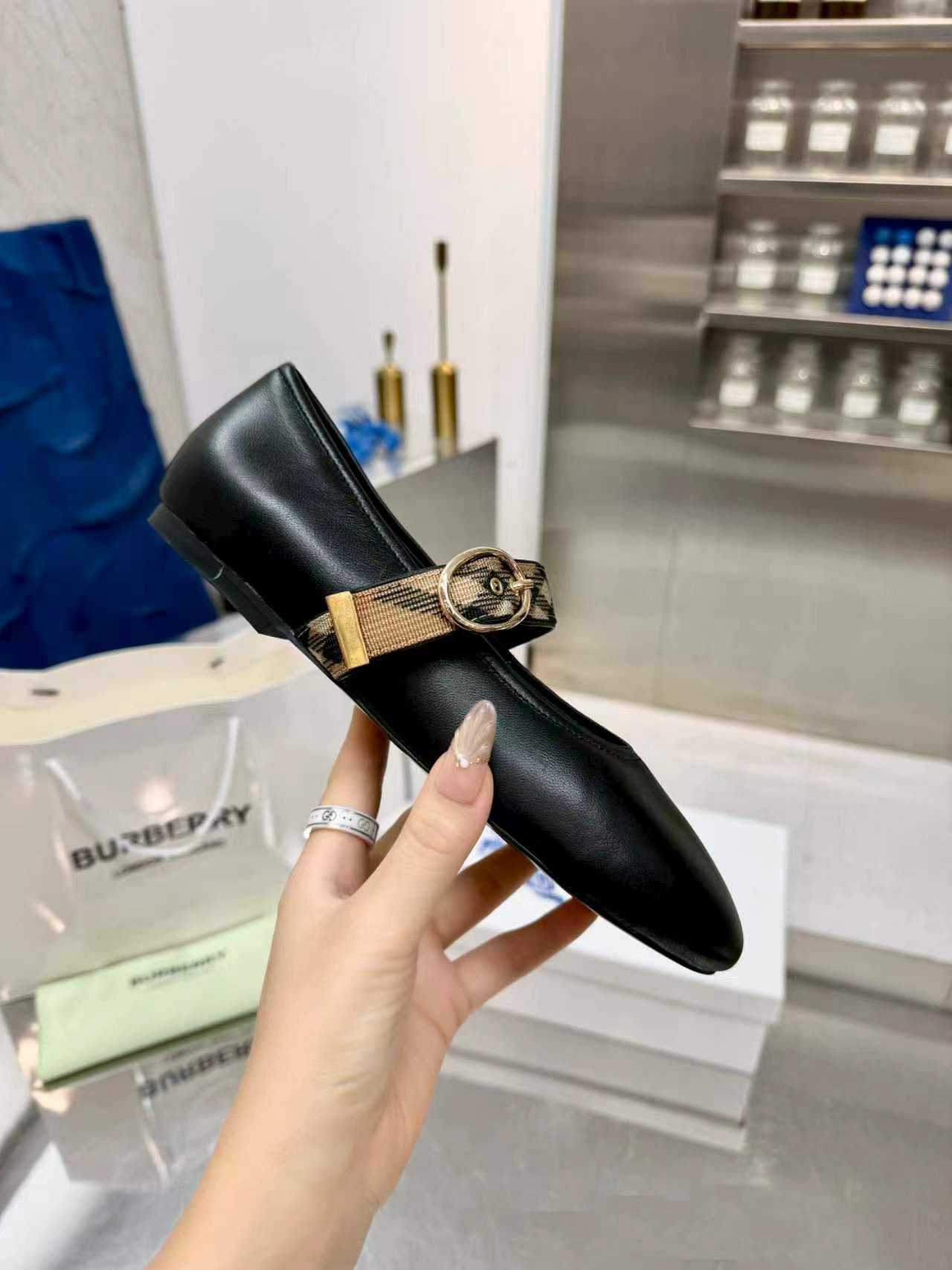 Burberry Vintage Check Strap Mary Jane Flats