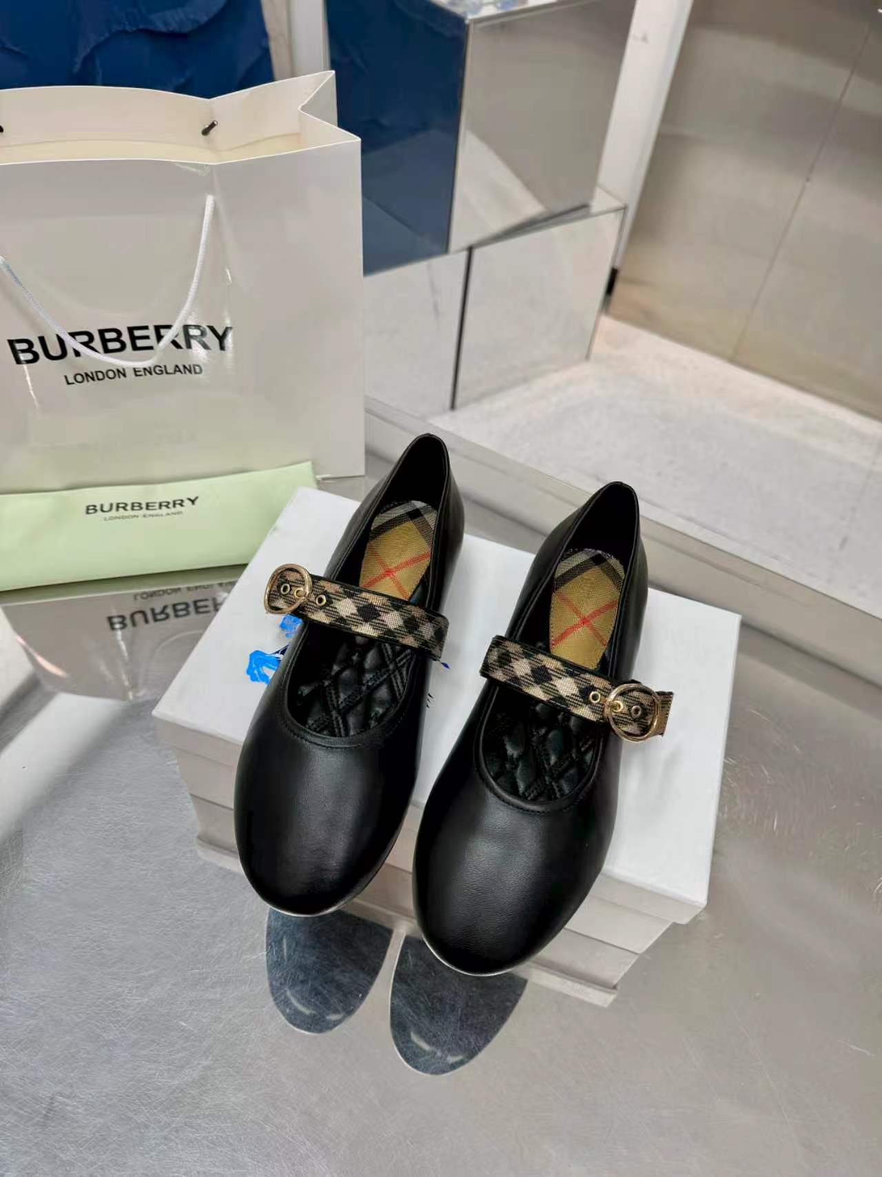 Burberry Vintage Check Strap Mary Jane Flats