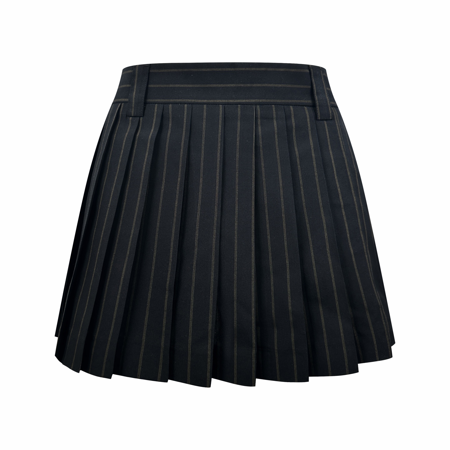 P185 Falda corta de rayas con bordado de aplicación de MiuMiu para mujer, con tela de sarga fina de dos colores de alta…
