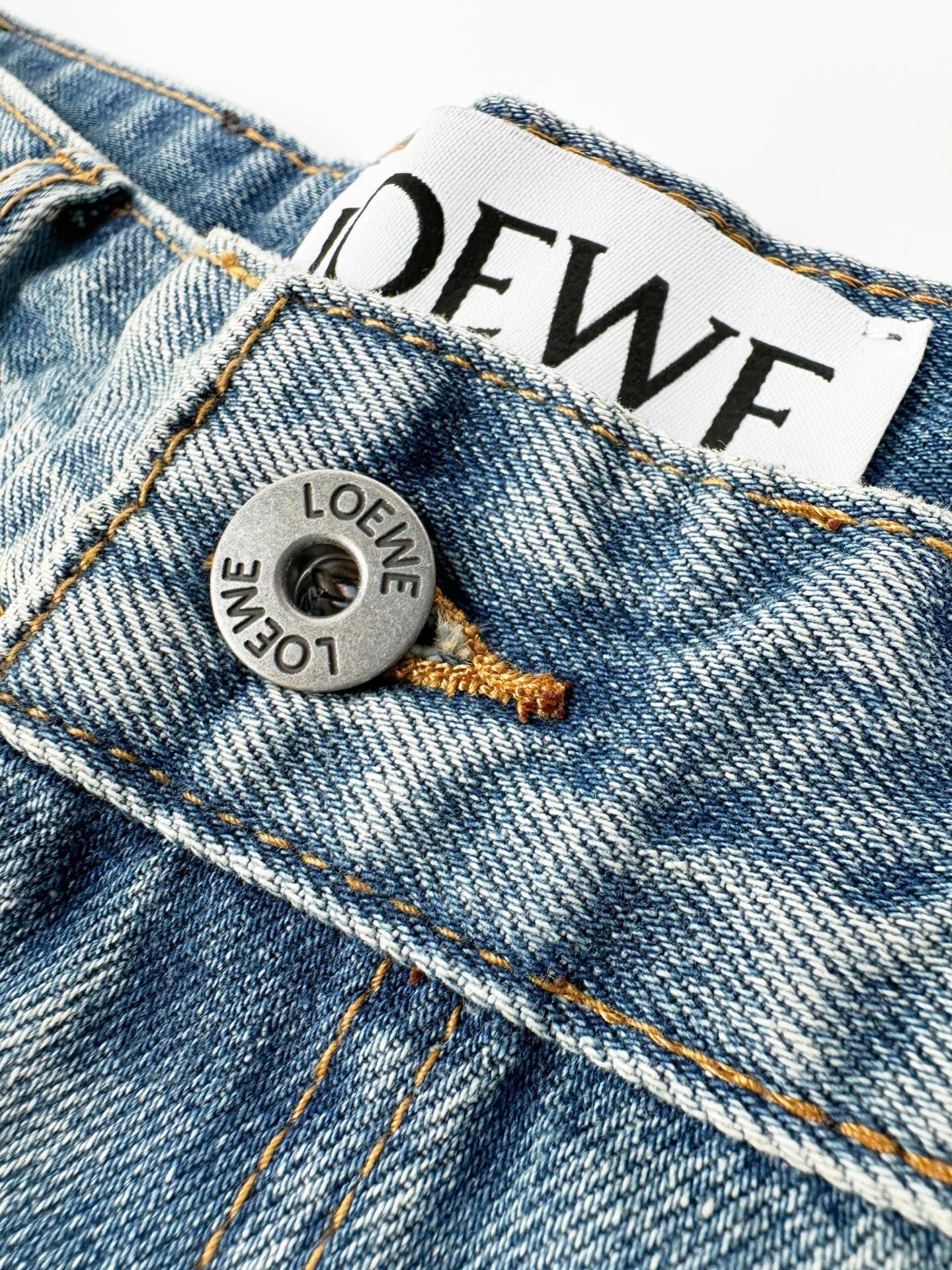 Loewe Loewe Anagram 刺绣皮牌牛仔裤