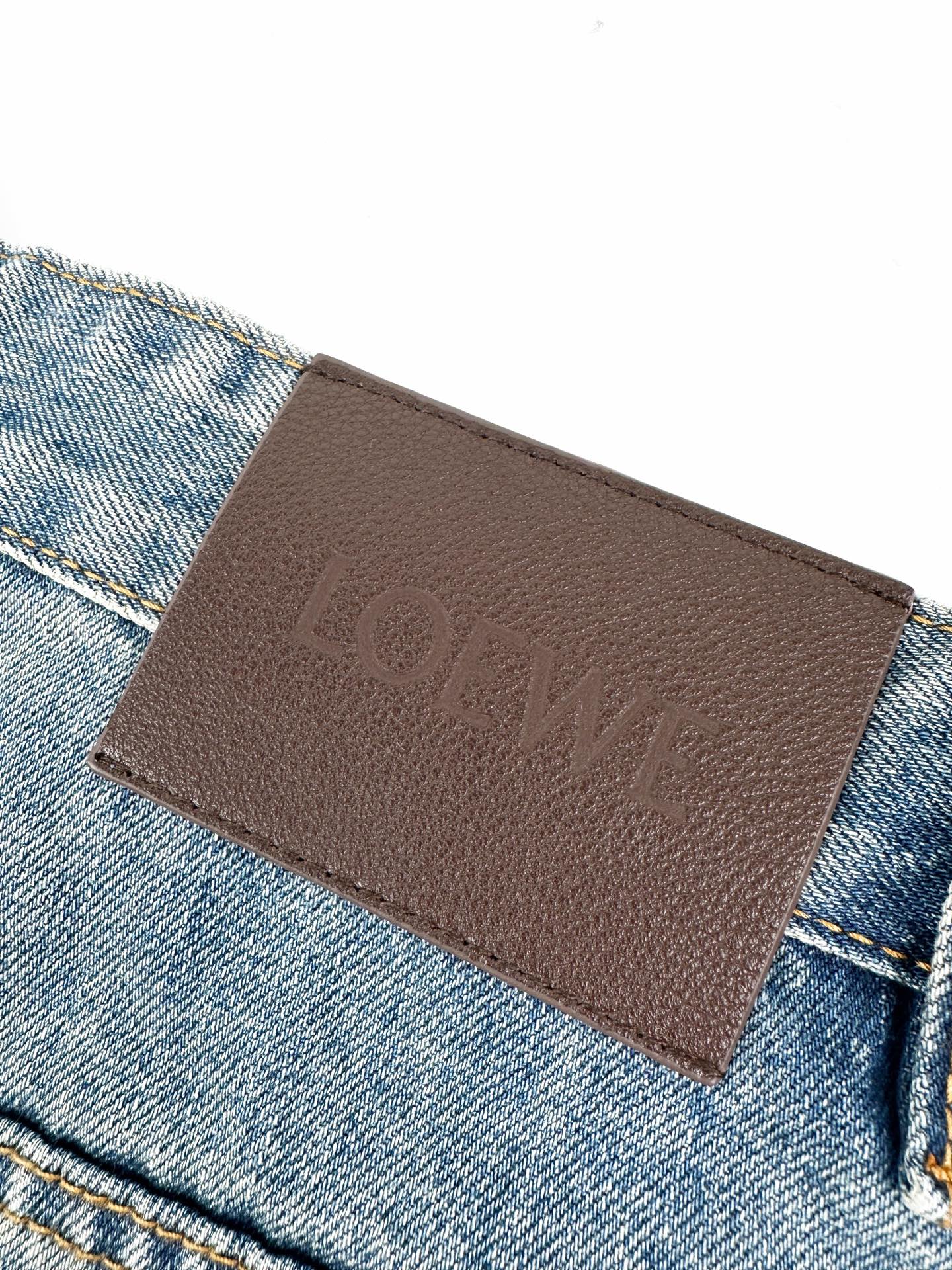 Loewe Loewe Anagram 刺绣皮牌牛仔裤