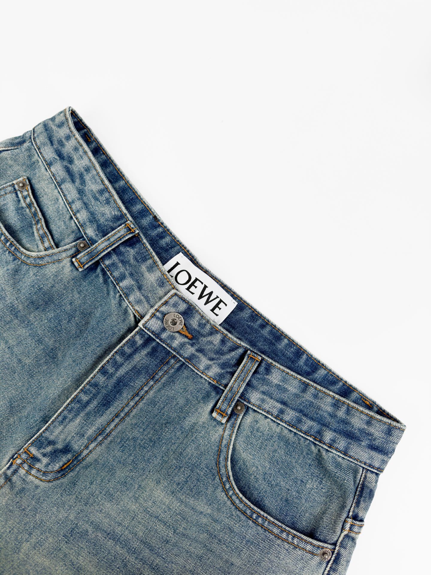 Loewe Loewe Anagram 刺绣皮牌牛仔裤