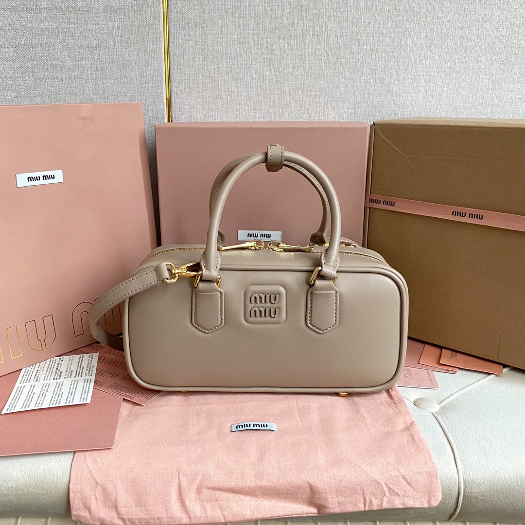 Miu Miu bowling bag calfskin Matelasse pattern detachable shoulder strap