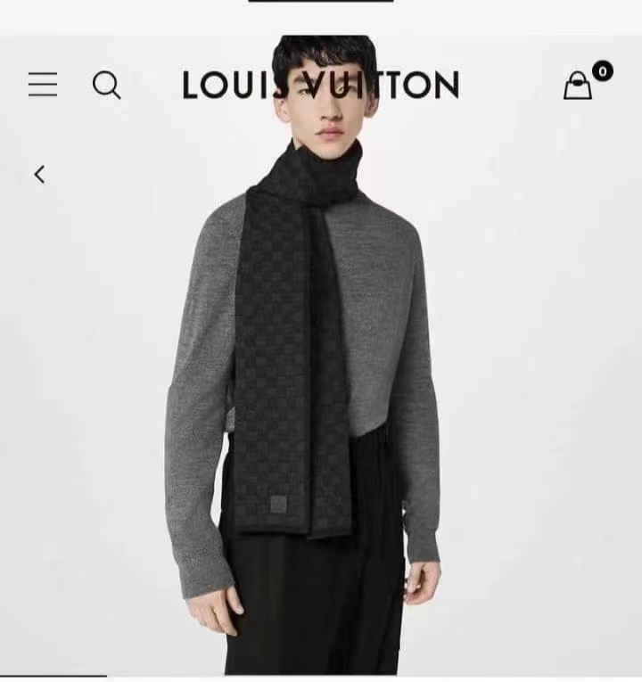 Louis Vuitton Men's Wool Scarf, Classic Design, Soft and Comfortable