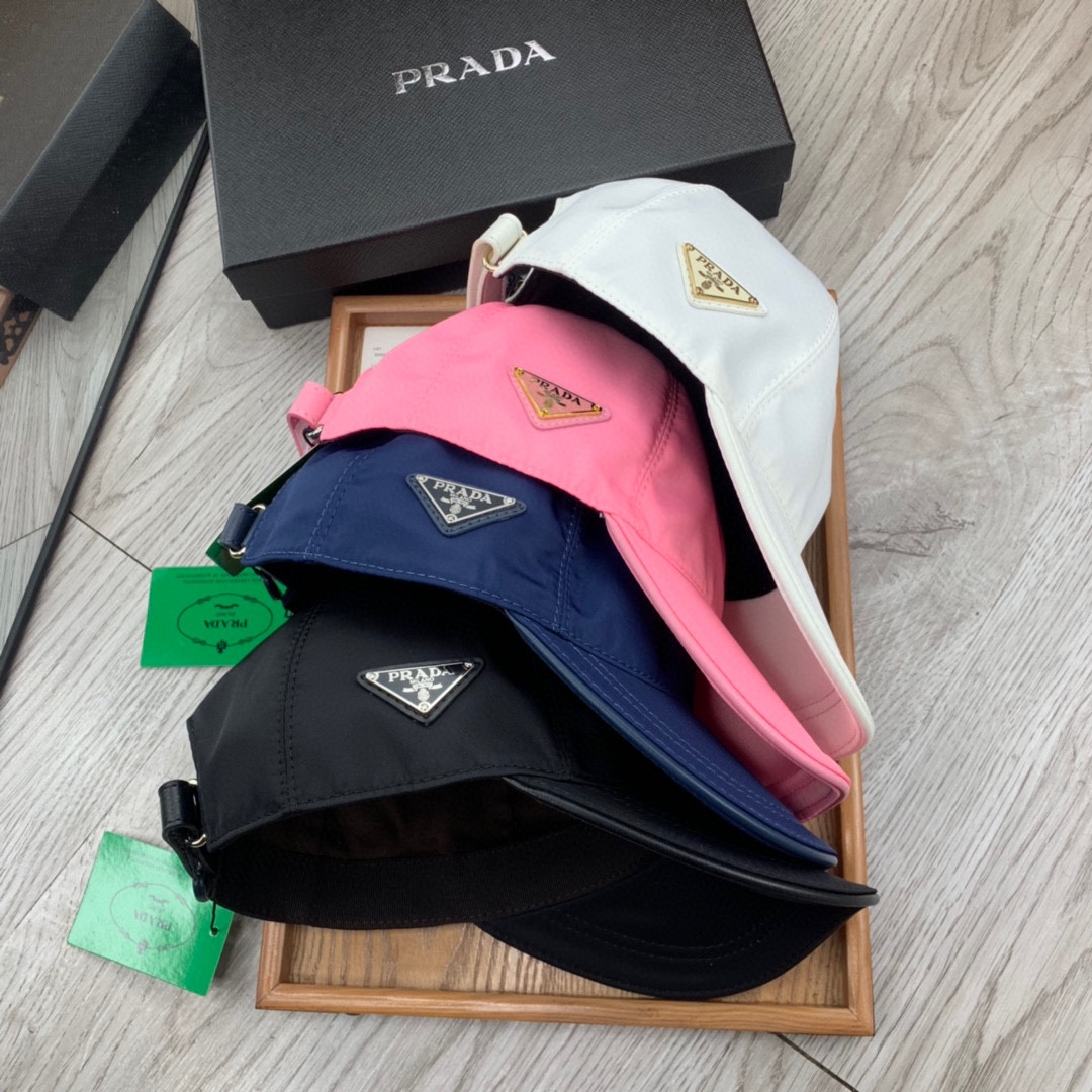 Prada Hats Cowhide Genuine Leather Fashion