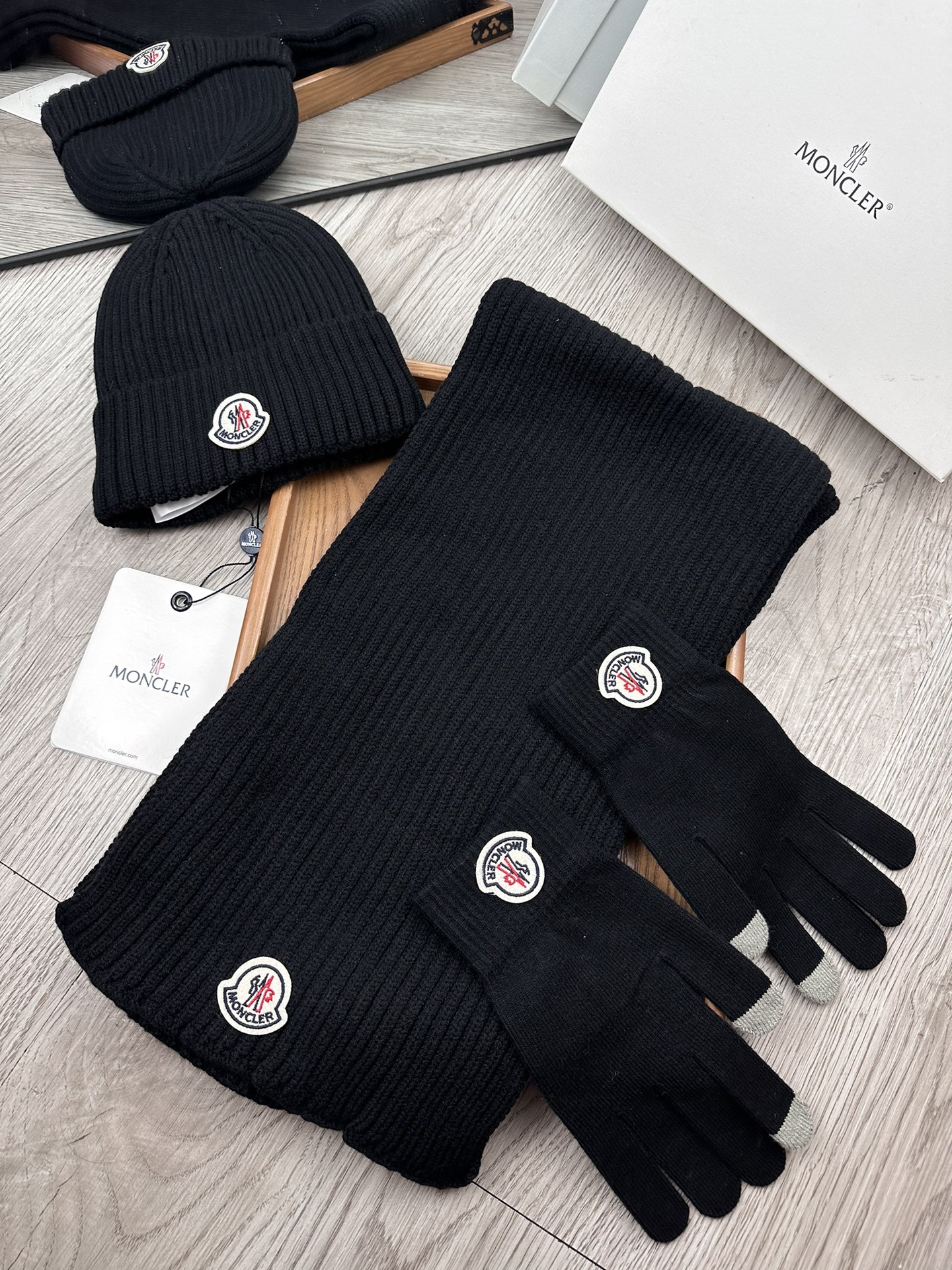 Moncler Scarf Hat Glove Set