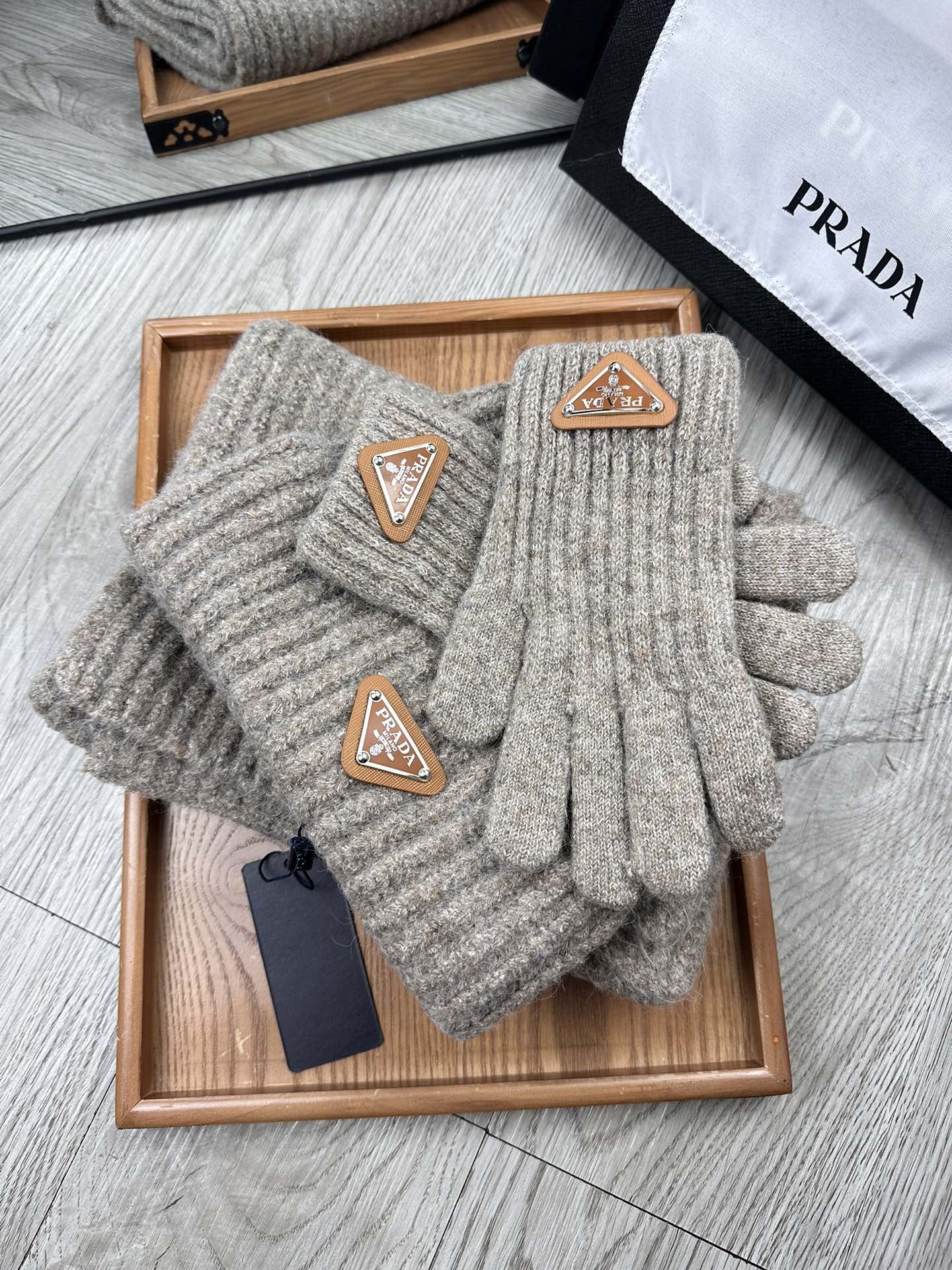 Prada Scarf Hat Glove Set