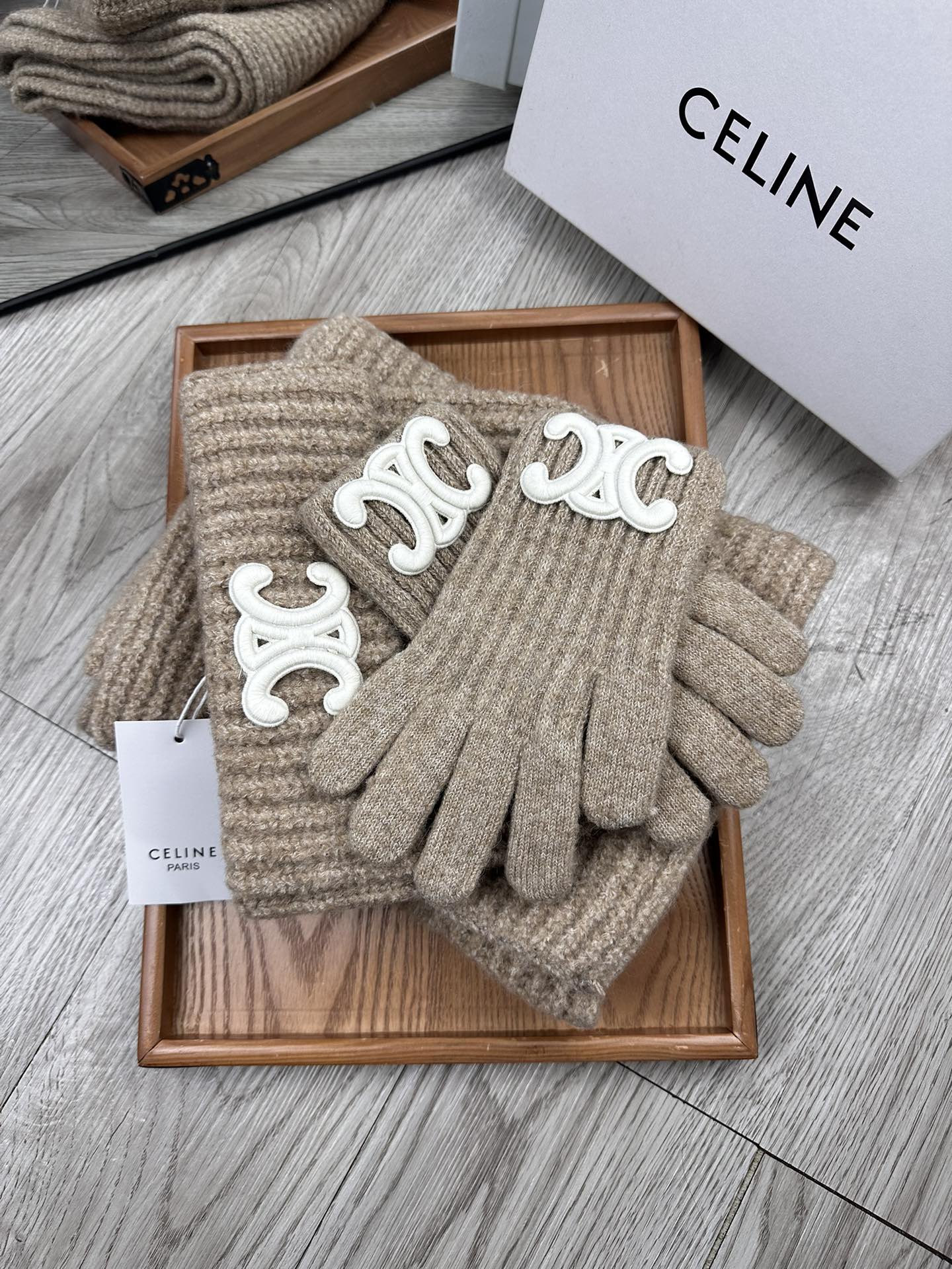 Celine Scarf Hat Glove Set