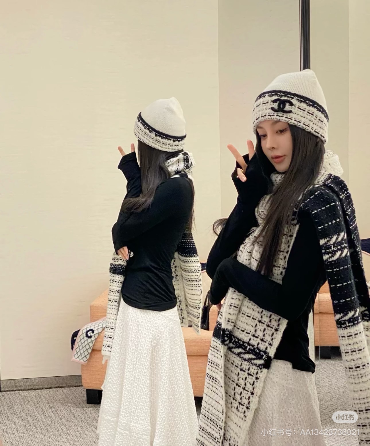 🌹。C家。【羊毛套装帽子-帽子➕围巾】经典套装帽子！材质：70%羊毛➕30%兔毛。暖暖哒超级舒服～冬日小