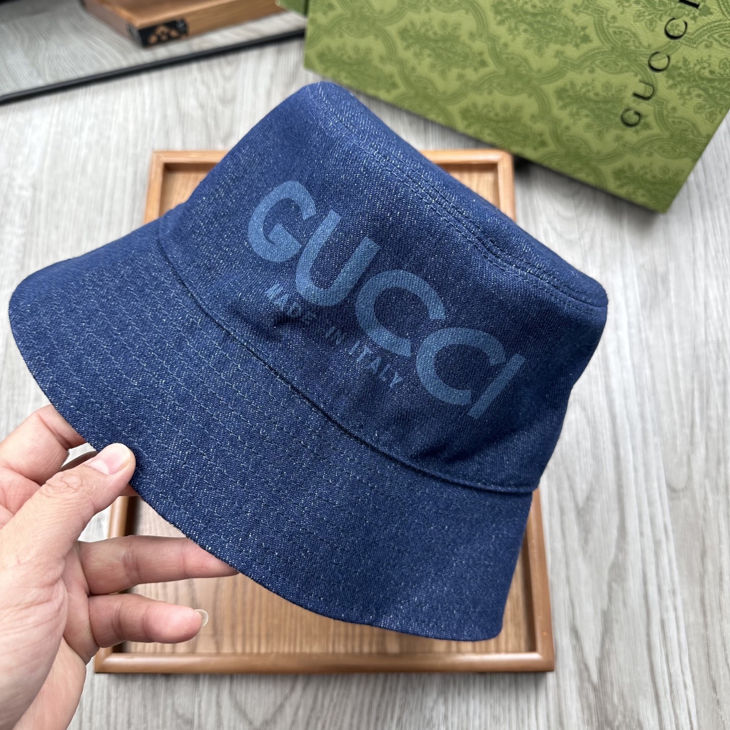 。G家。【高版本-提花里布】GG经典复古老花渔夫帽！这款复古牛仔老花渔夫帽，真的是经典中的NO.1，绝美