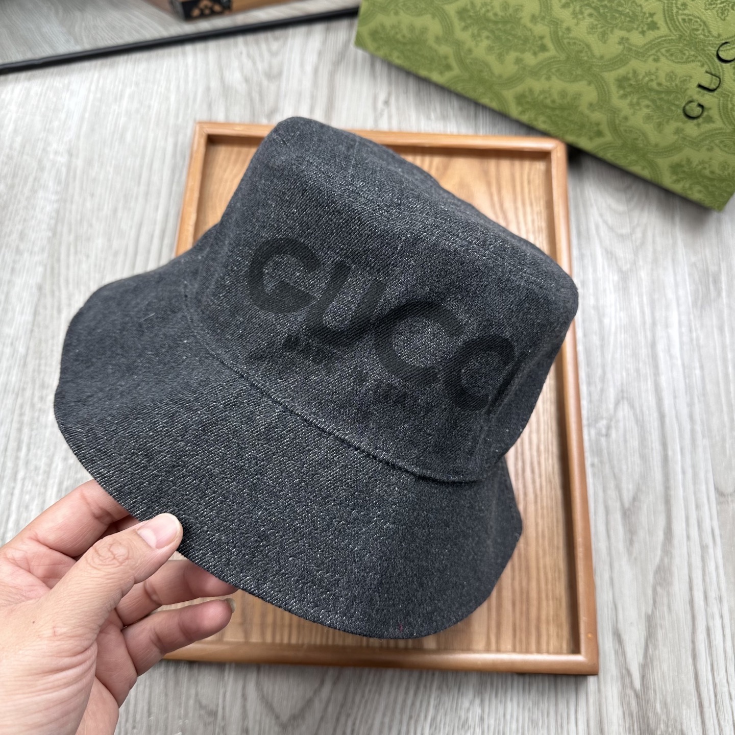 。G家。【高版本-提花里布】GG经典复古老花渔夫帽！这款复古牛仔老花渔夫帽，真的是经典中的NO.1，绝美