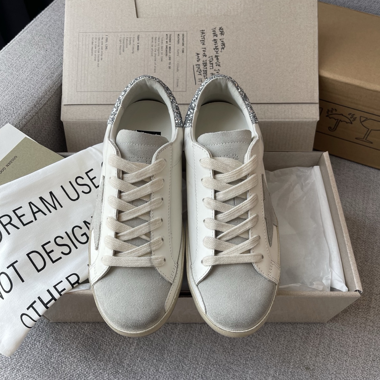 GGDB Low-Top Lace-Up Leather Suede Distressed Sneakers