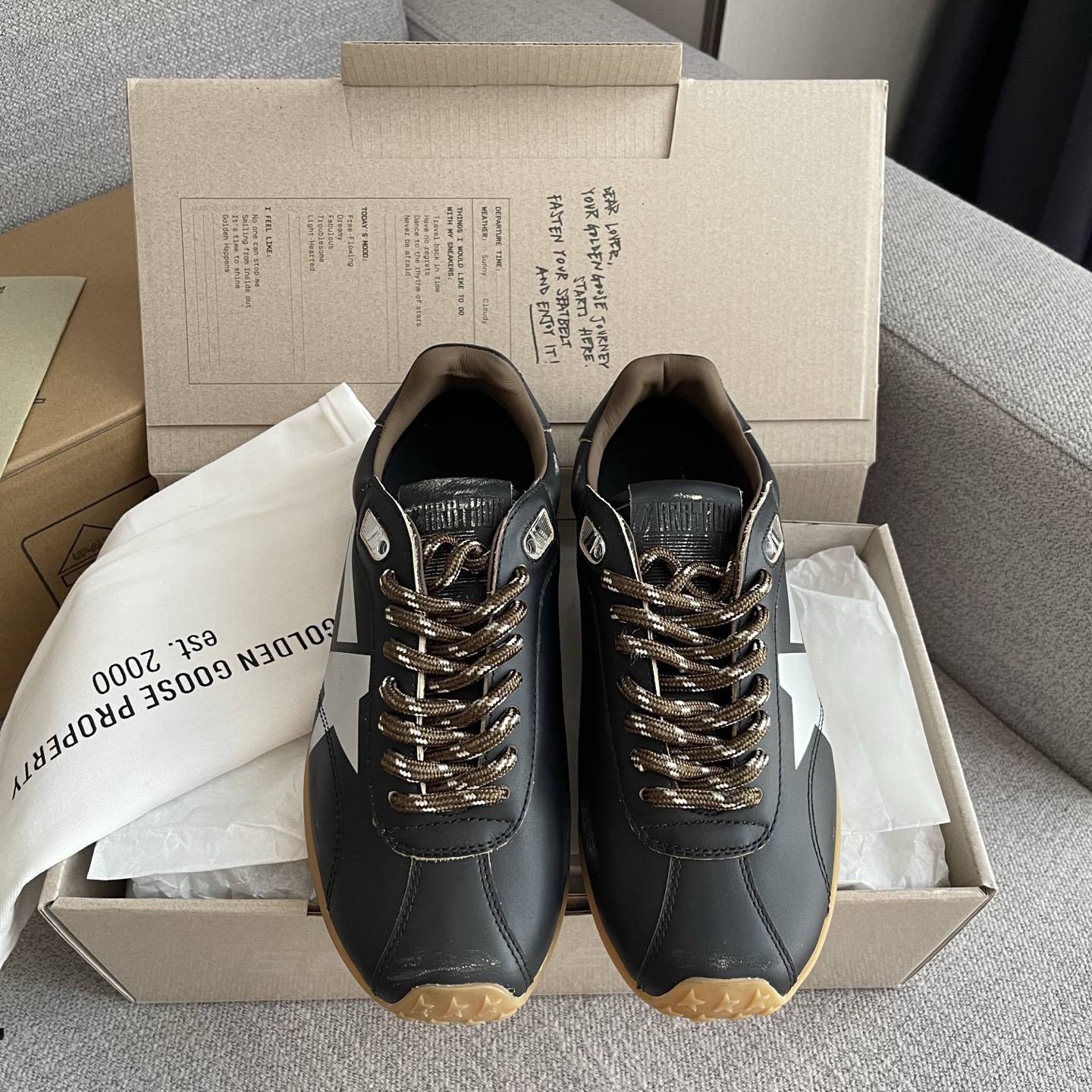 GGDB Marathon Low-Profile German Army Trainer Black Leather Star Pattern