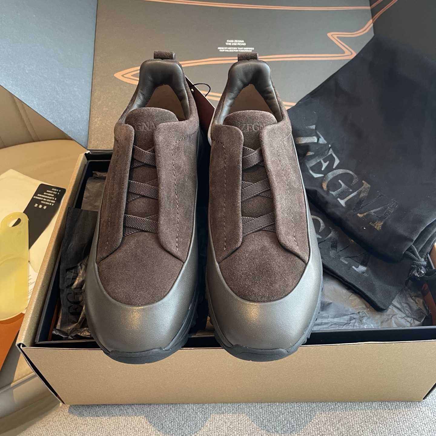 Zegna Triple Stitch chaussures de sport décontractées en daim