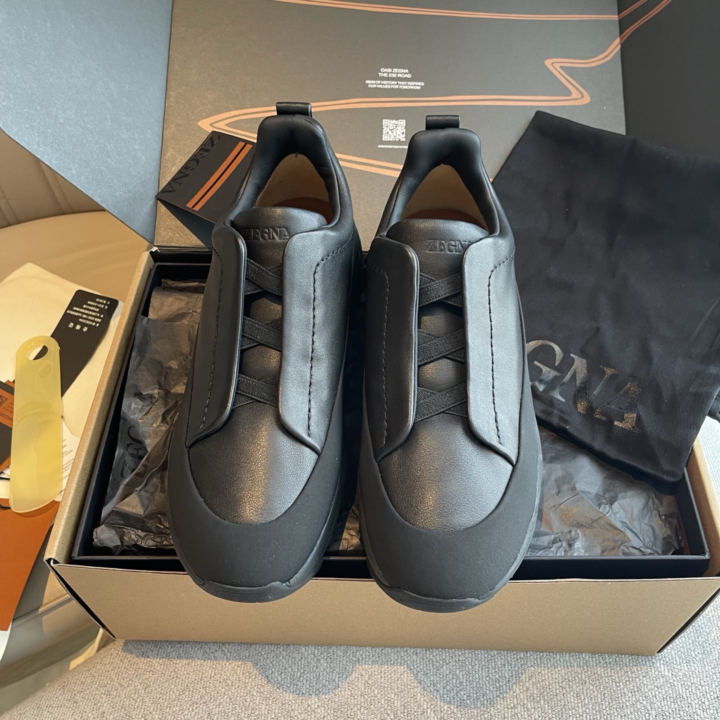 Zegna Triple Stitch chaussures de sport en cuir de veau