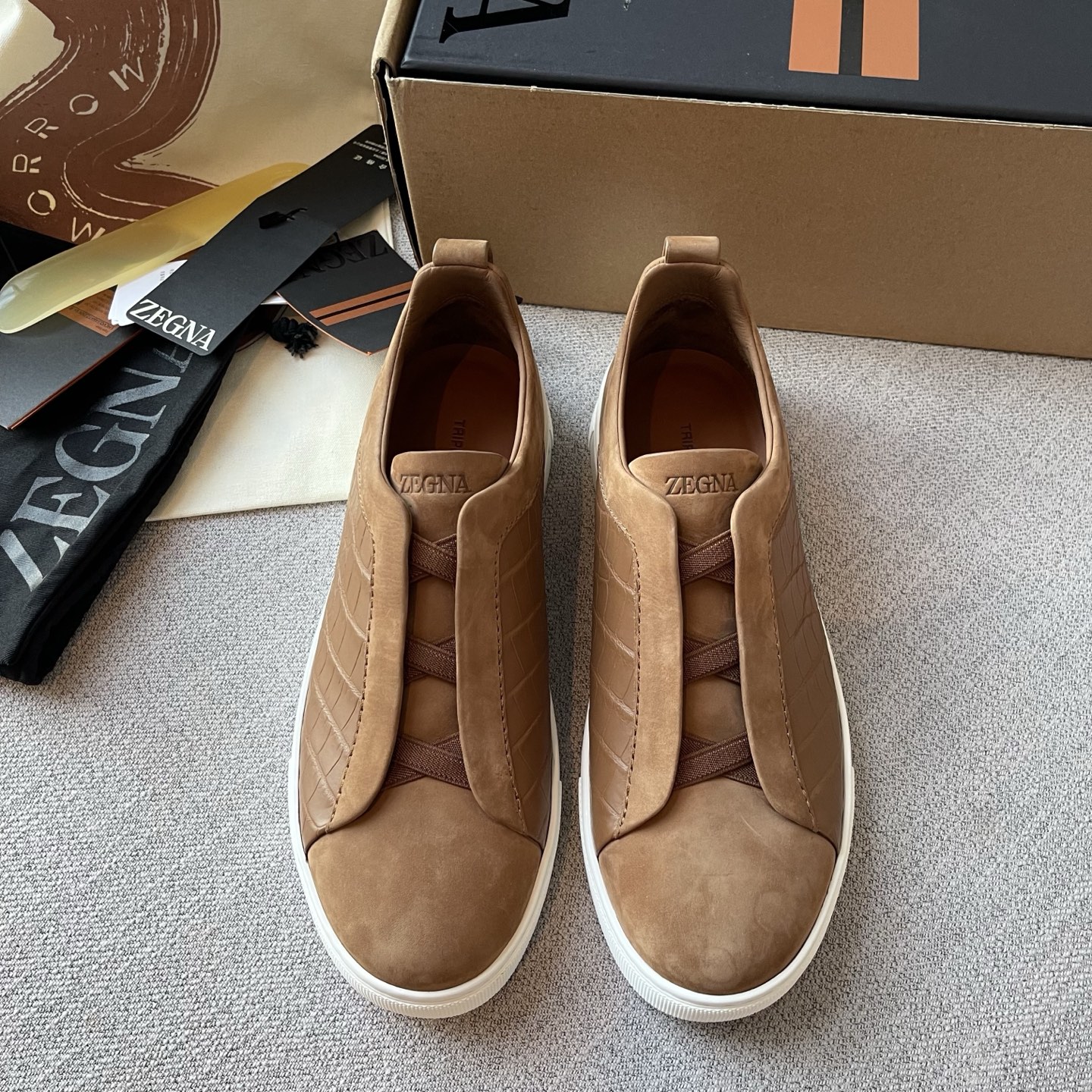 Zegna Triple Stitch deerskin casual shoes