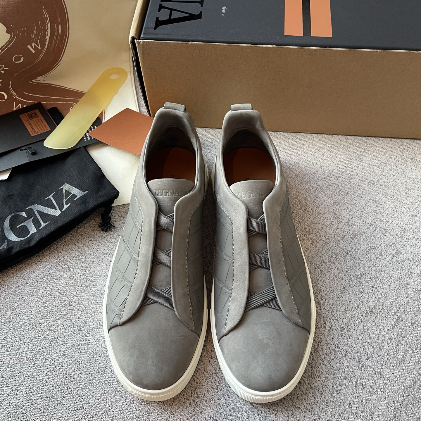 Zegna Triple Stitch deerskin casual shoes