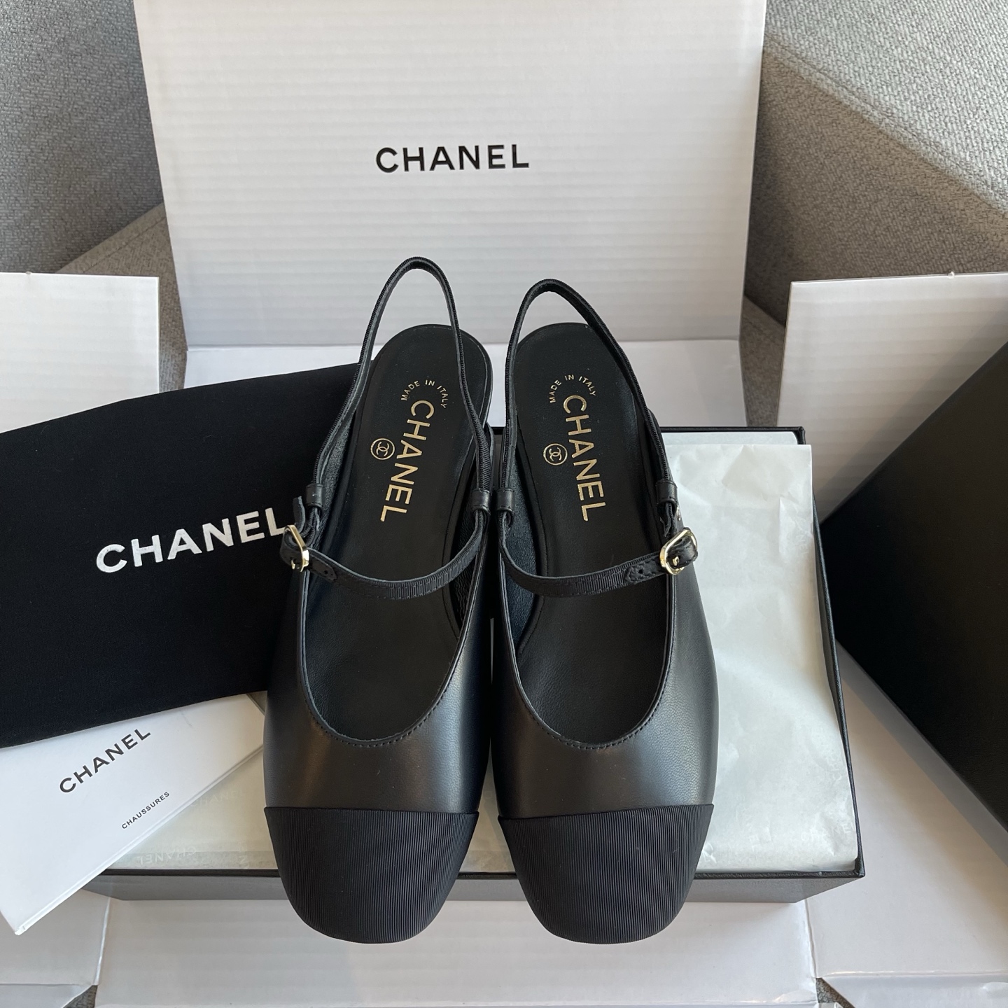 CHANEL 后空 玛丽珍 牛皮 搭扣 凉鞋