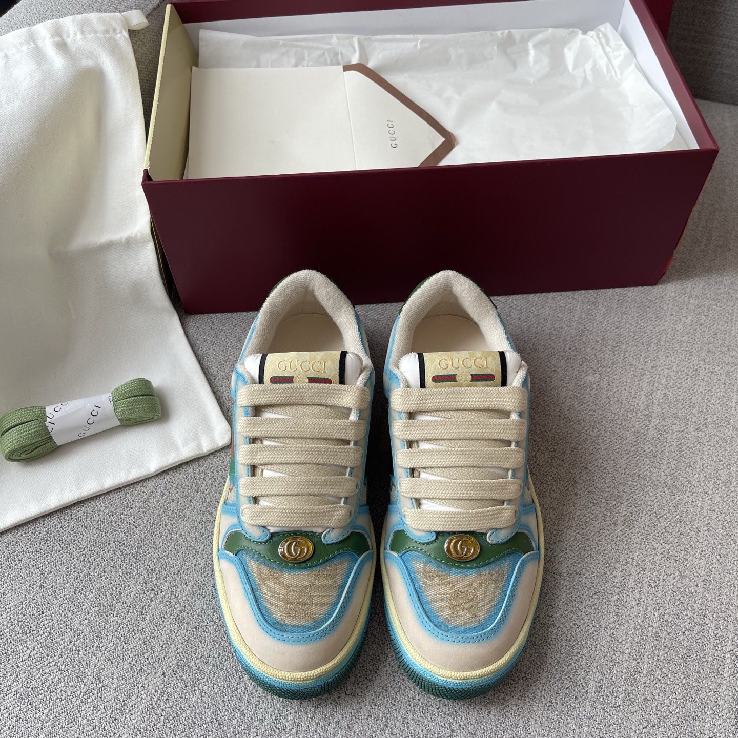 GUCCI Screener Web Double G Monogram Sneakers