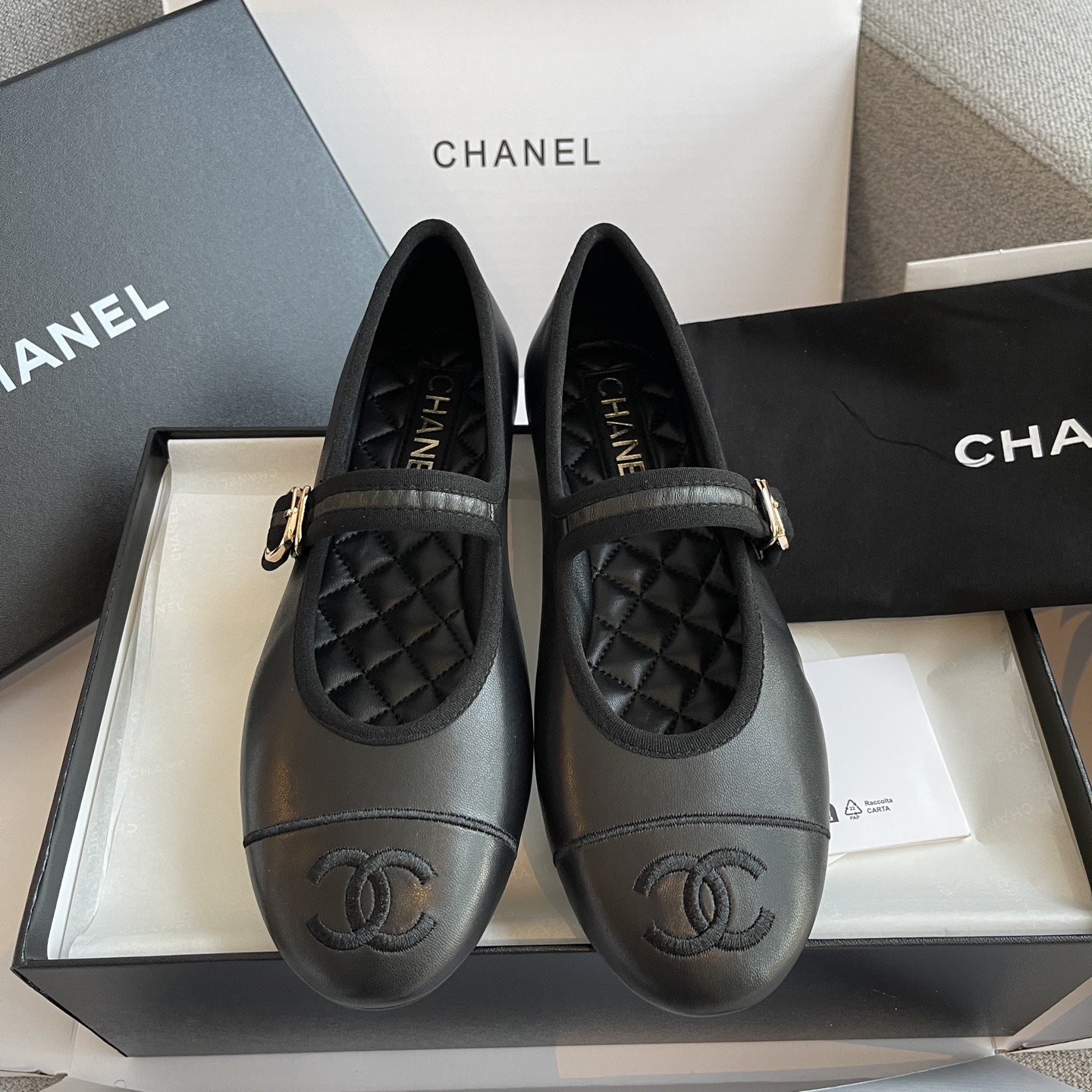 CHANEL 玛丽珍 羊皮 黑色 平底 单鞋