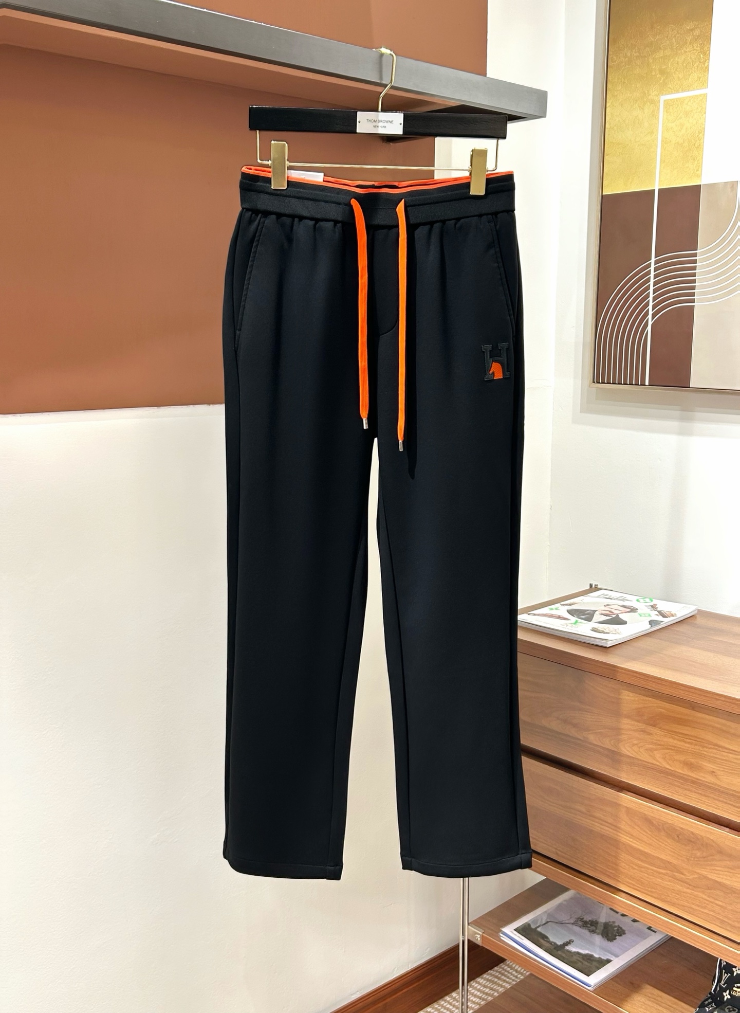 Hermes Black Orange Drawstring Pants